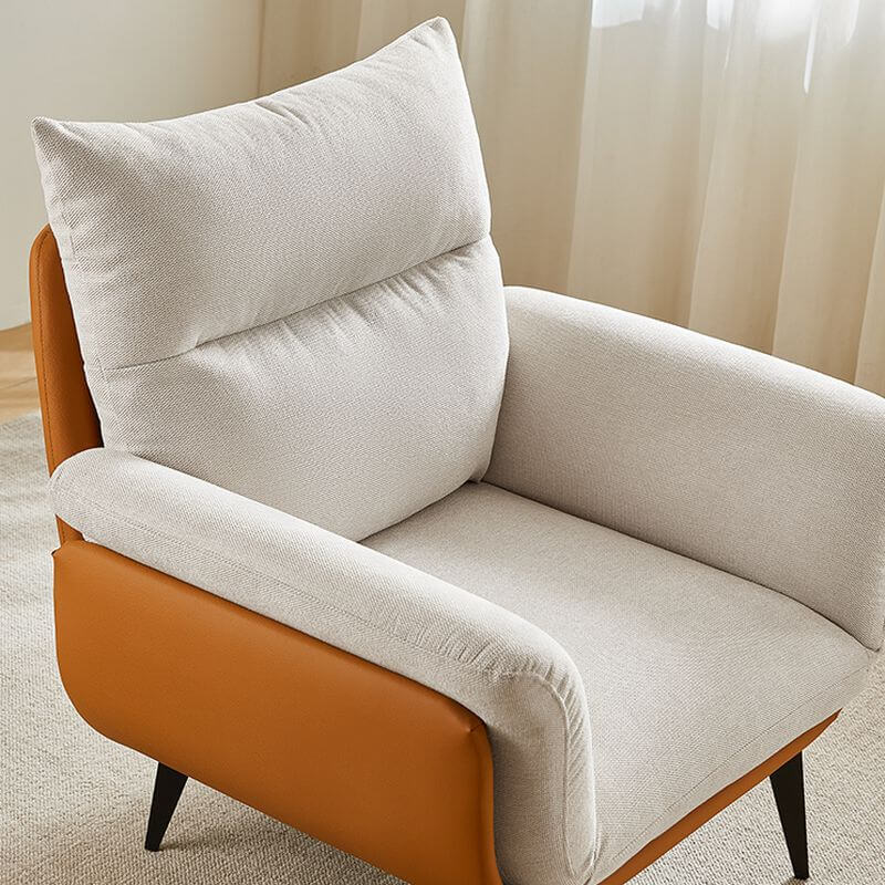 Minimalist White Armchair with Tufted Back & Button Details - Removable Slipcover & Cushions - Modern Living Room, Bedroom, or Office Seating Furniture for Home Decor