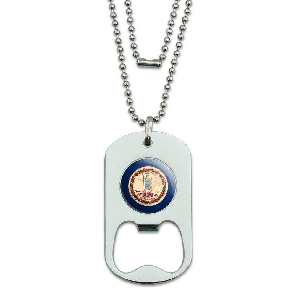 Vintage Rustic Virginia State Flag Distressed USA Military Dog Tag Bottle Opener Pendant - Patriotic Gift for Men, Military Enthusiasts & Collectors | Perfect for Keychains, Necklaces & Outdoor Adventures