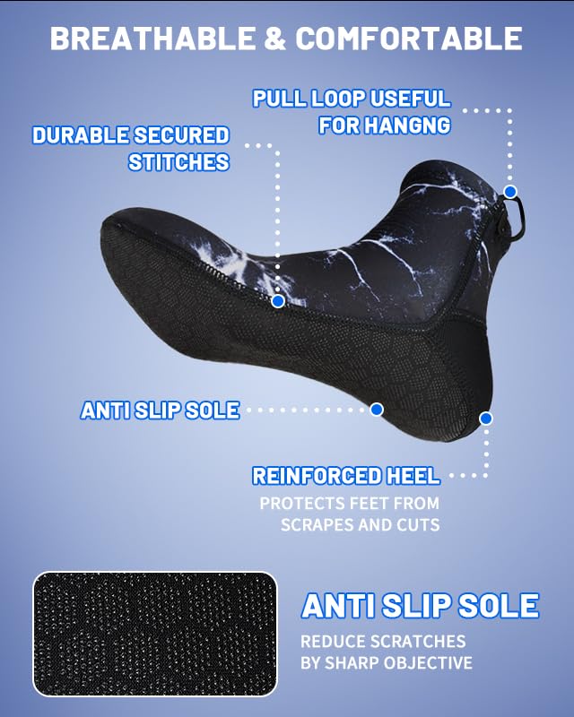 3mm Neoprene Wetsuit Socks - Anti-Slip Thermal Diving Socks for Swimming, Surfing & Water Sports - Keep Feet Warm in Cold Water