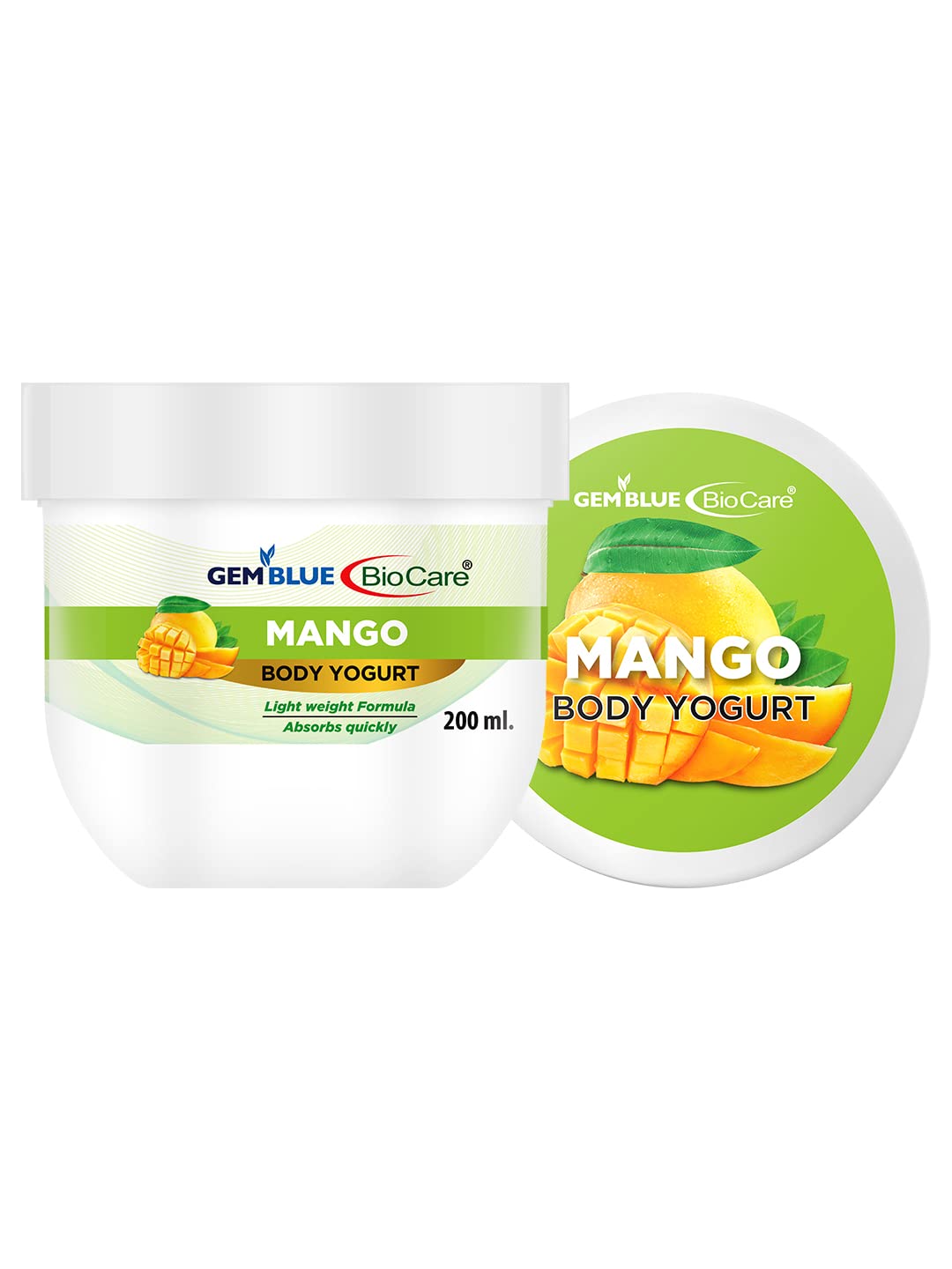 Gemblue Biocare Mango Body Yogurt - 200ml | Moisturizing & Nourishing Body Cream for Dry, Dull Skin | Hydrating Body Lotion with Mango Extract | Refreshing Glow for Soft, Radiant Skin | Perfect for Daily Skincare Routine & Spa Days