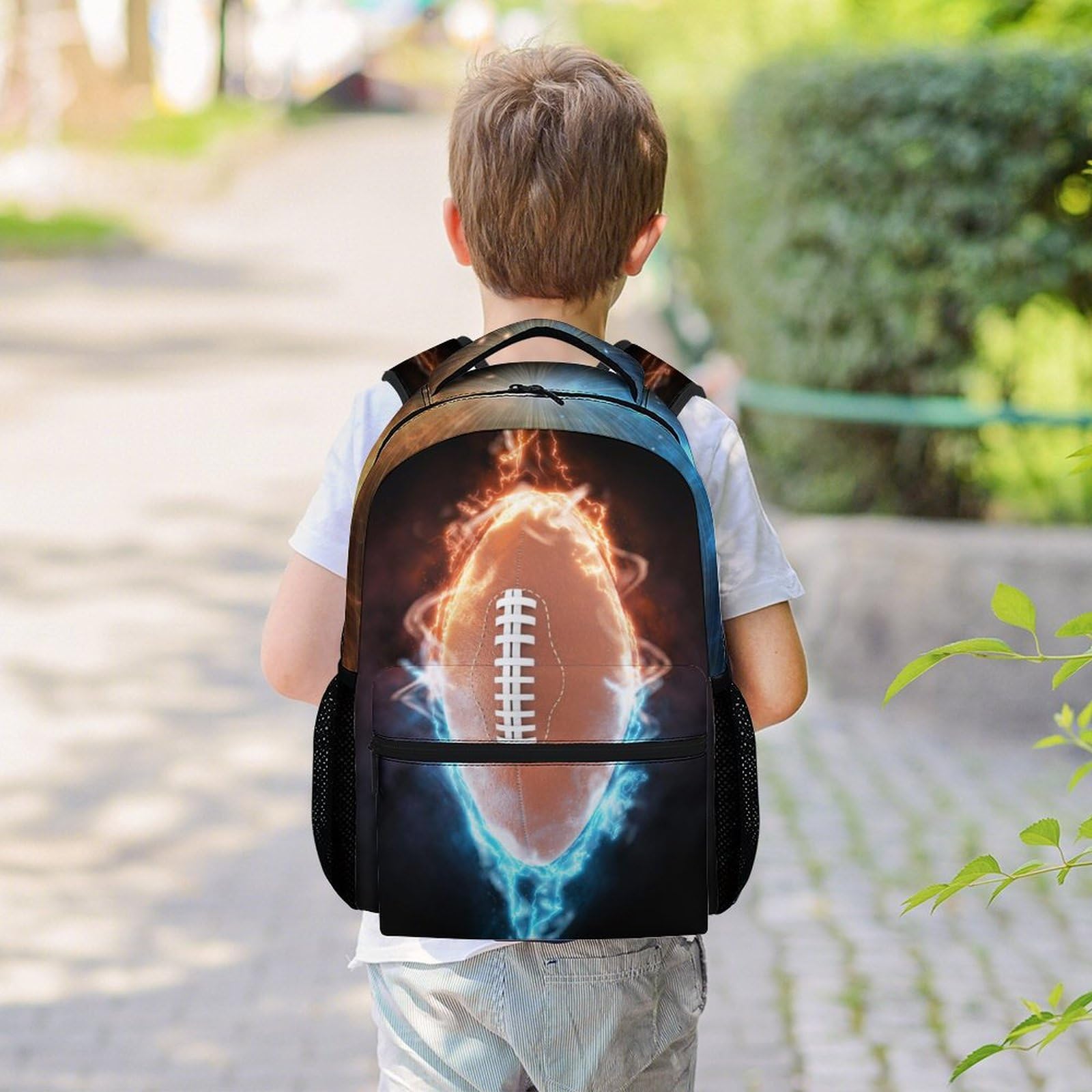 16 Inch Football School Backpack for Boys - Lightweight Brown Bookbag for Kids | Durable Travel Backpack for School, Sports & Outdoor Adventures