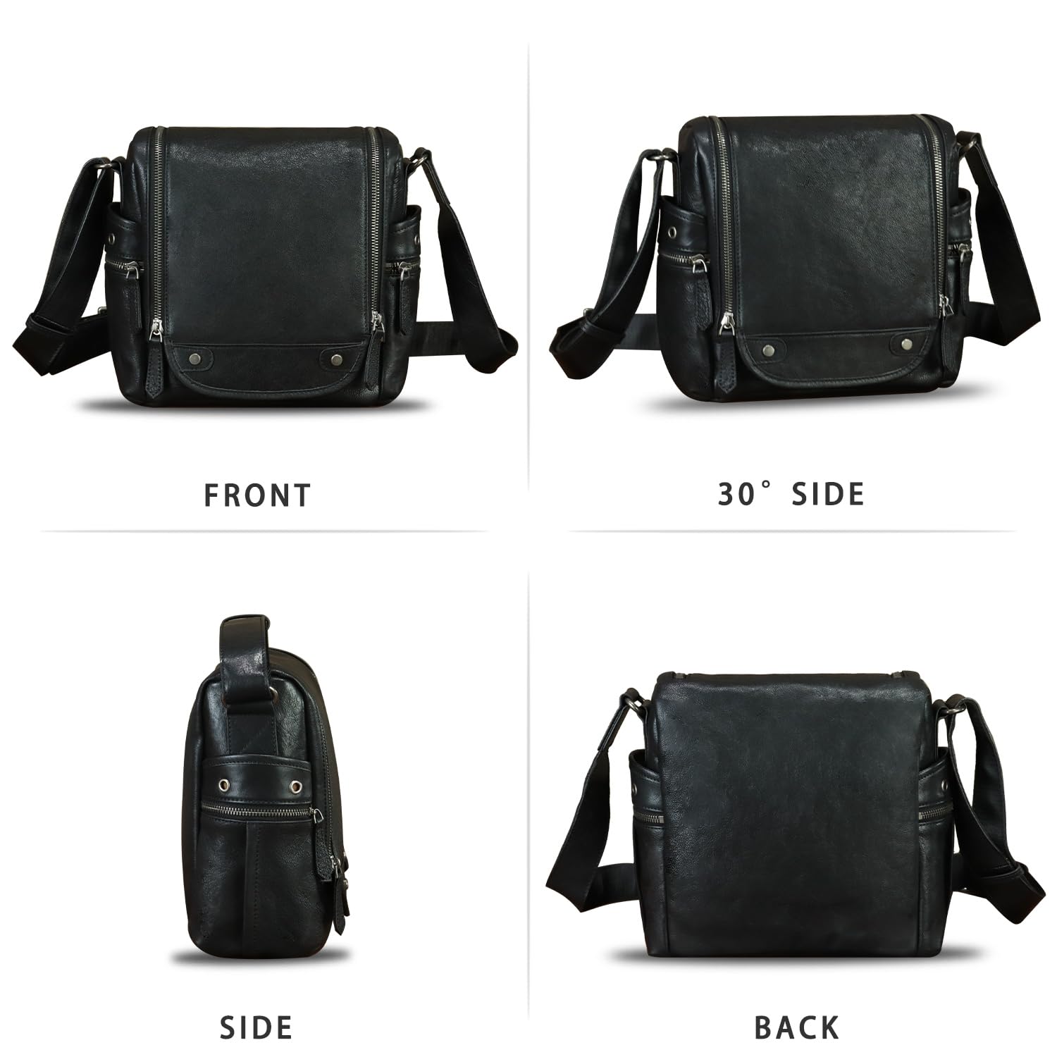 IVTG Genuine Leather Messenger Bag for Men - Durable Crossbody Shoulder Bag & Stylish Satchel Briefcase with Adjustable Strap - Perfect for Work, Travel & Everyday Use