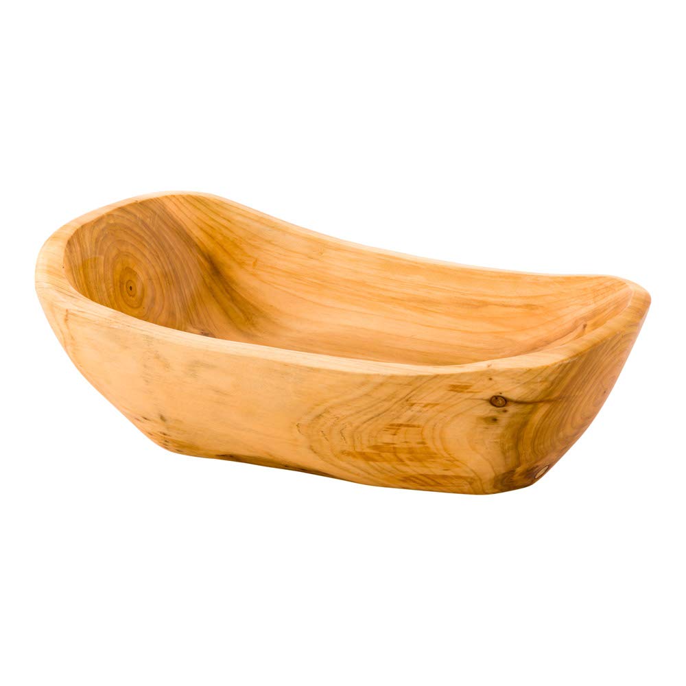 Restaurantware Nature Tek 13.5 x 7.75 x 4.5 Inch Oval Wooden Fruit Bowl - Handmade Shatterproof Salad Serving Bowl for Bread, Vegetables, Snacks | Perfect for Kitchen, Dining Table, Party & Restaurant Use