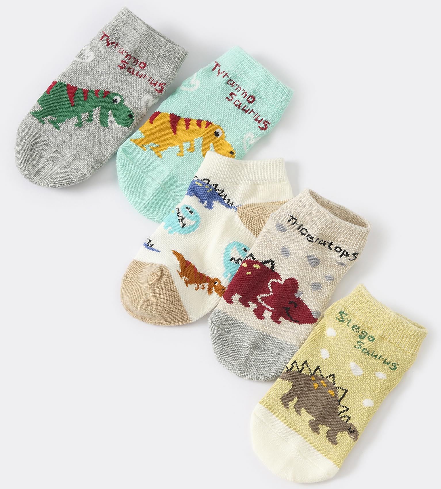 CHUNG Boys Cotton Ankle Socks 5/10 Pack - Low Cut Dinosaur Print Mesh Socks for Kids 2-9 Years - Lightweight Breathable School Running Sports Casual Socks - Perfect for Daily Wear, Playtime & Outdoor Activities