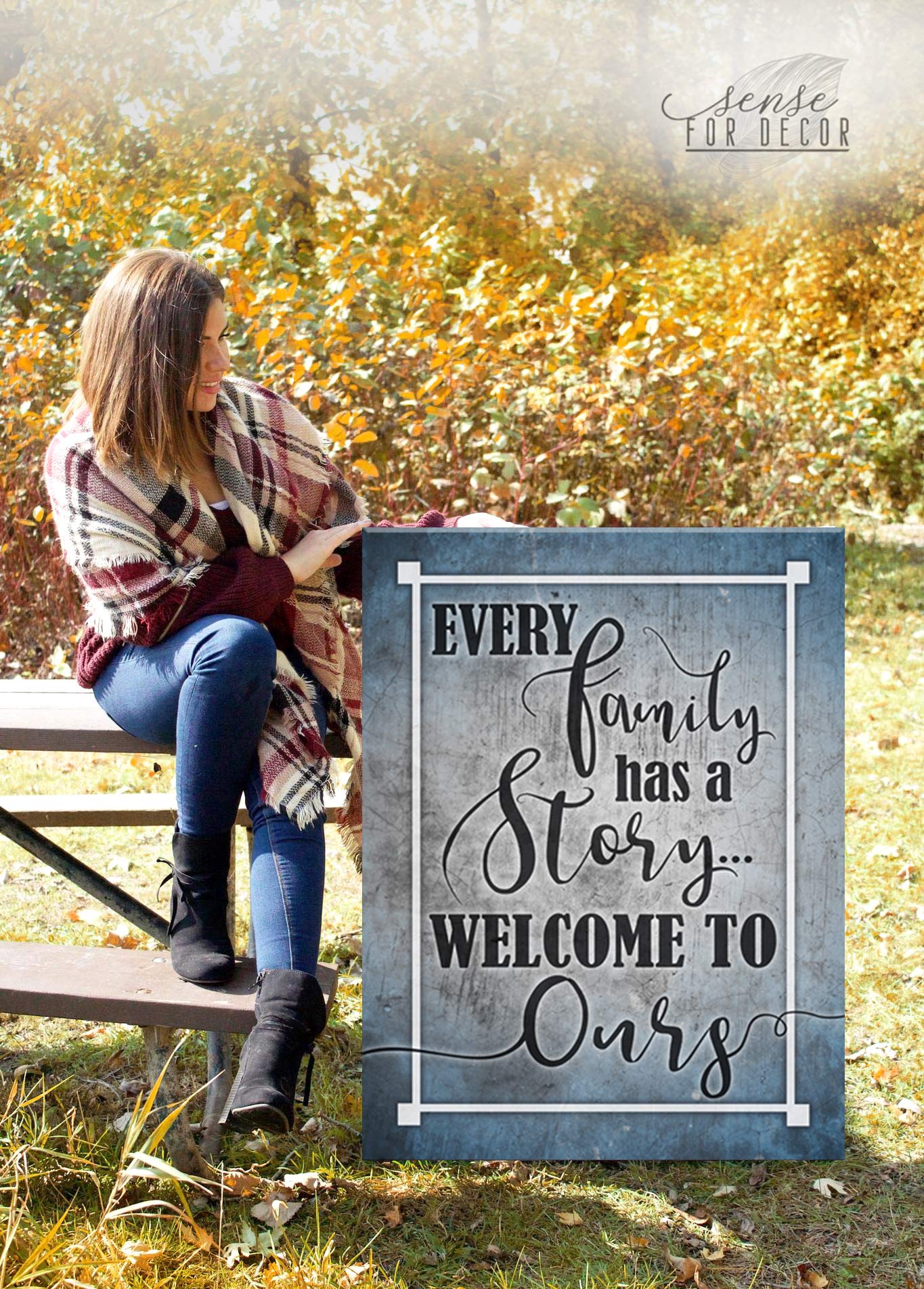 Farmhouse Family Story Sign - Rustic Wall Art for Living Room Decor