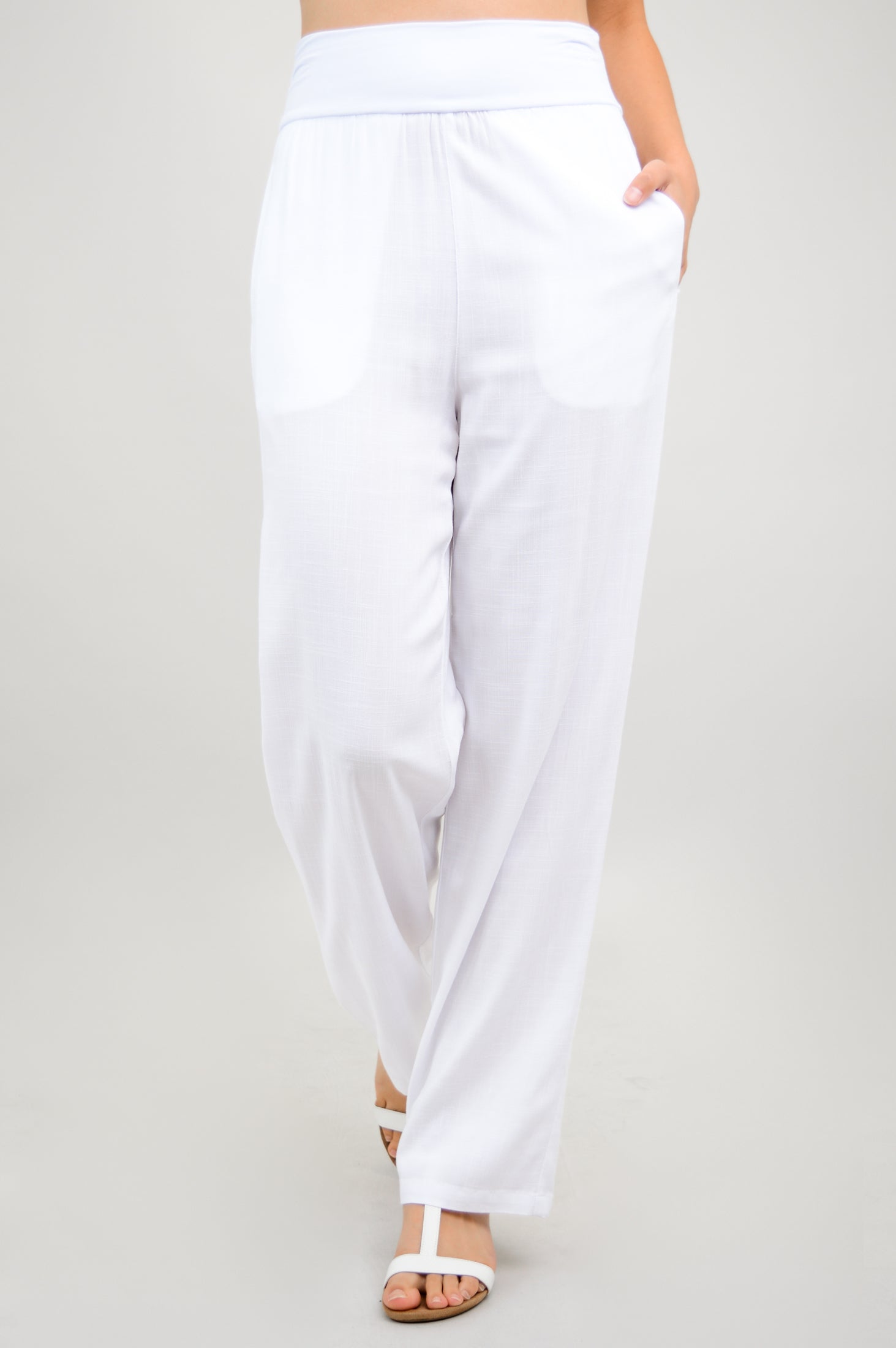 Landon Men's Linen Bamboo Pants - Breathable White Casual Trousers for Summer Travel & Outdoor Activities