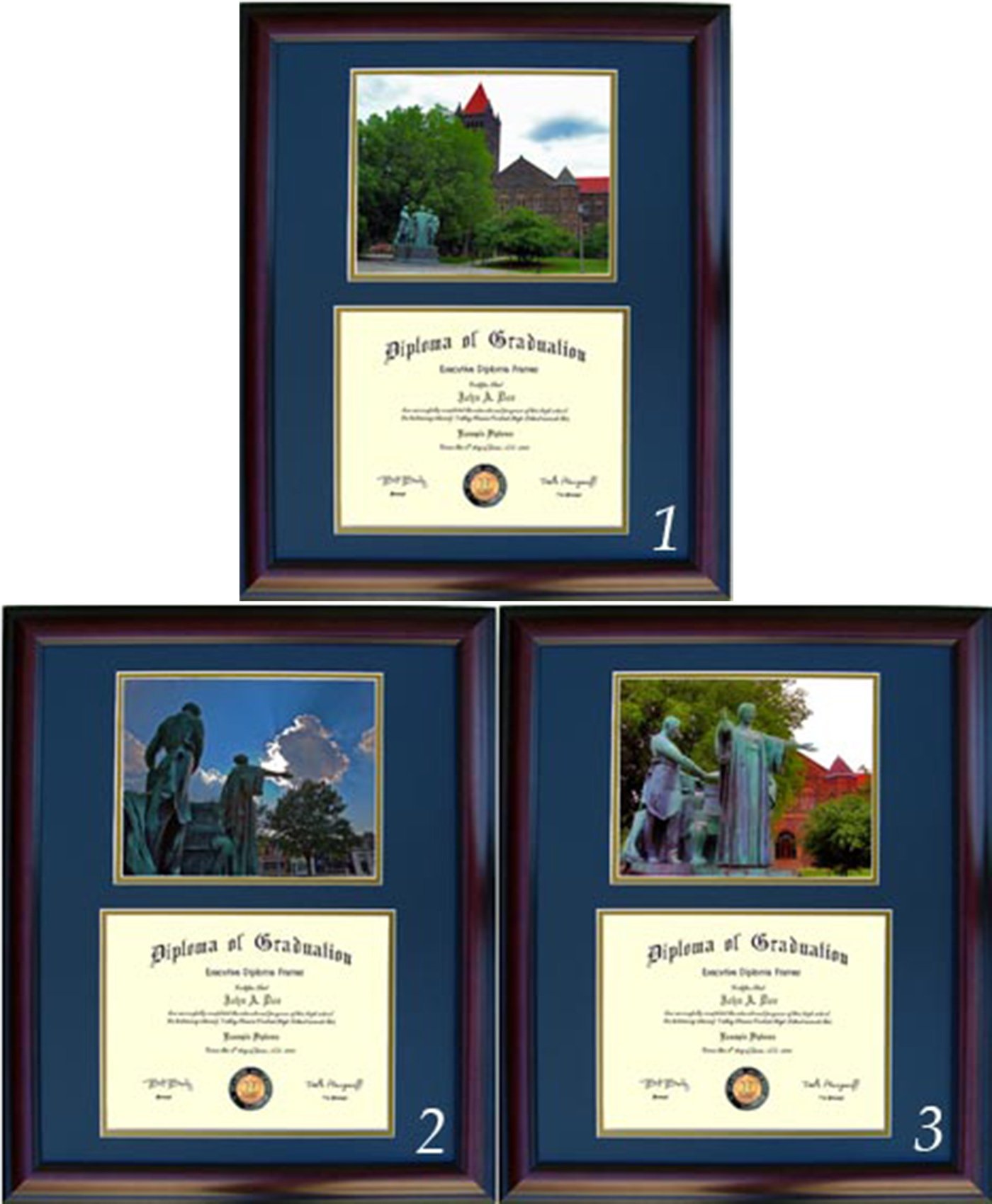 Illinois Diploma Frame with Photo Display - Cherry Wood Graduation Certificate Holder - Perfect for Graduation Gifts & Office Decor