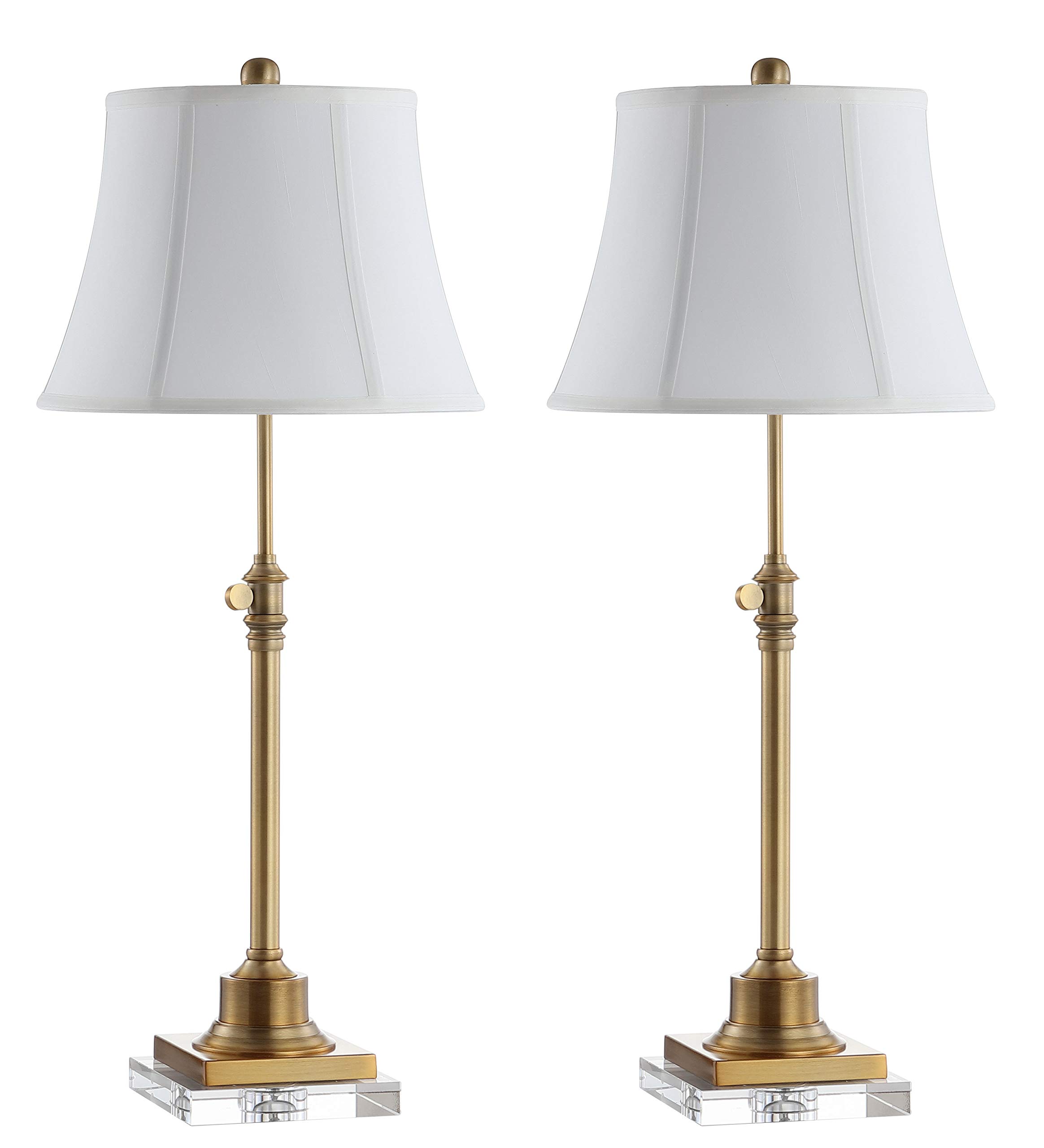 SAFAVIEH Callen Crystal & Brass Gold Adjustable Table Lamp Set of 2 - 21-31 Inch Modern Lighting for Bedroom, Living Room, Home Office & Nightstand (LED Bulbs Included) | Elegant Home Decor & Reading Light
