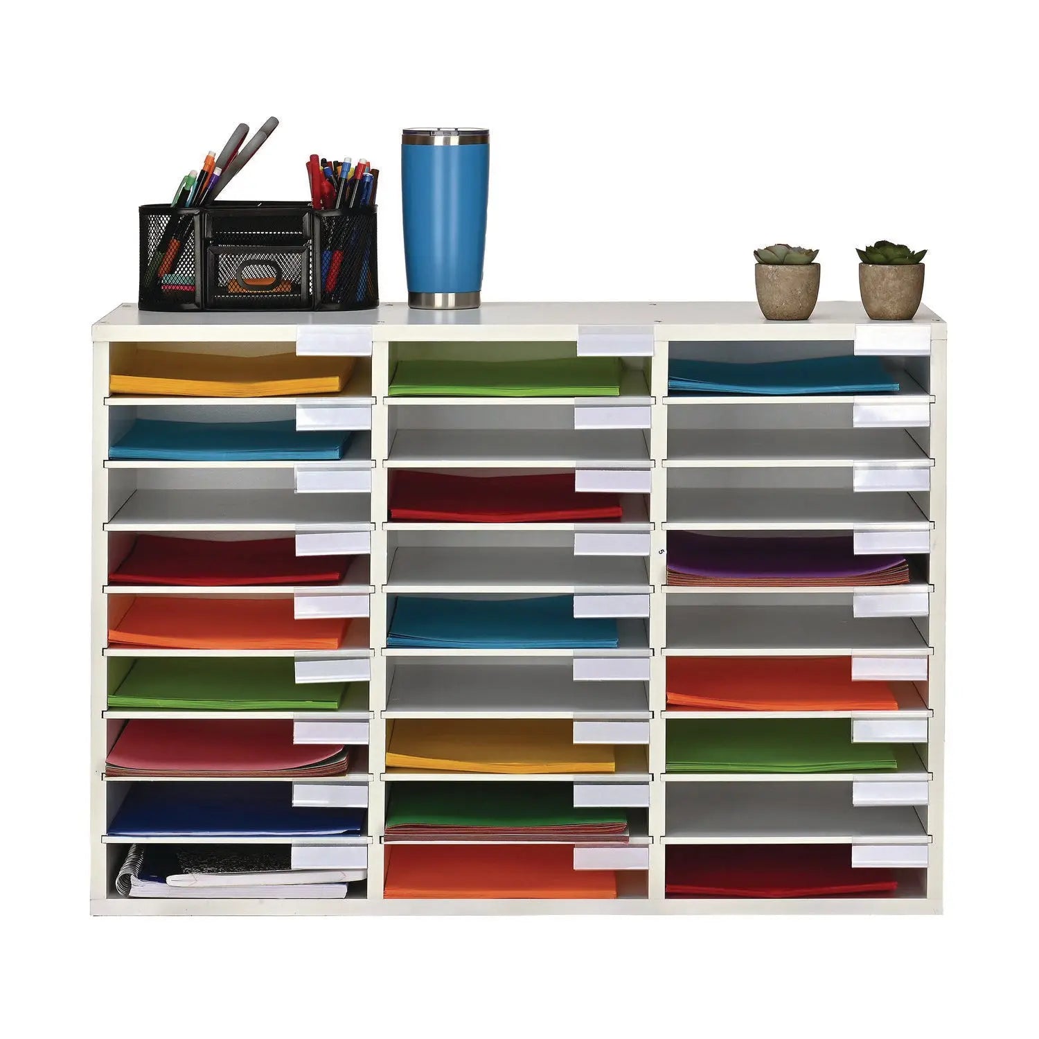 AdirOffice Wooden 27 Compartment Letter Size Literature Organizer - 31.49