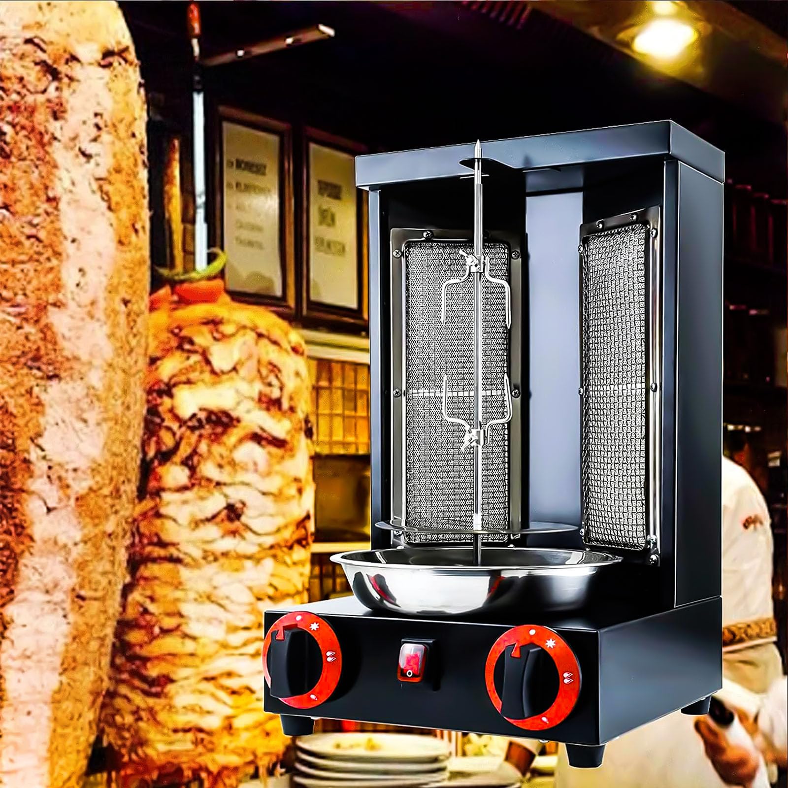 Vertical Rotisserie Shawarma Machine - Commercial Rotating Grill for Tacos Al Pastor, Chicken & Kebabs | Perfect for Restaurants, Food Trucks & Catering