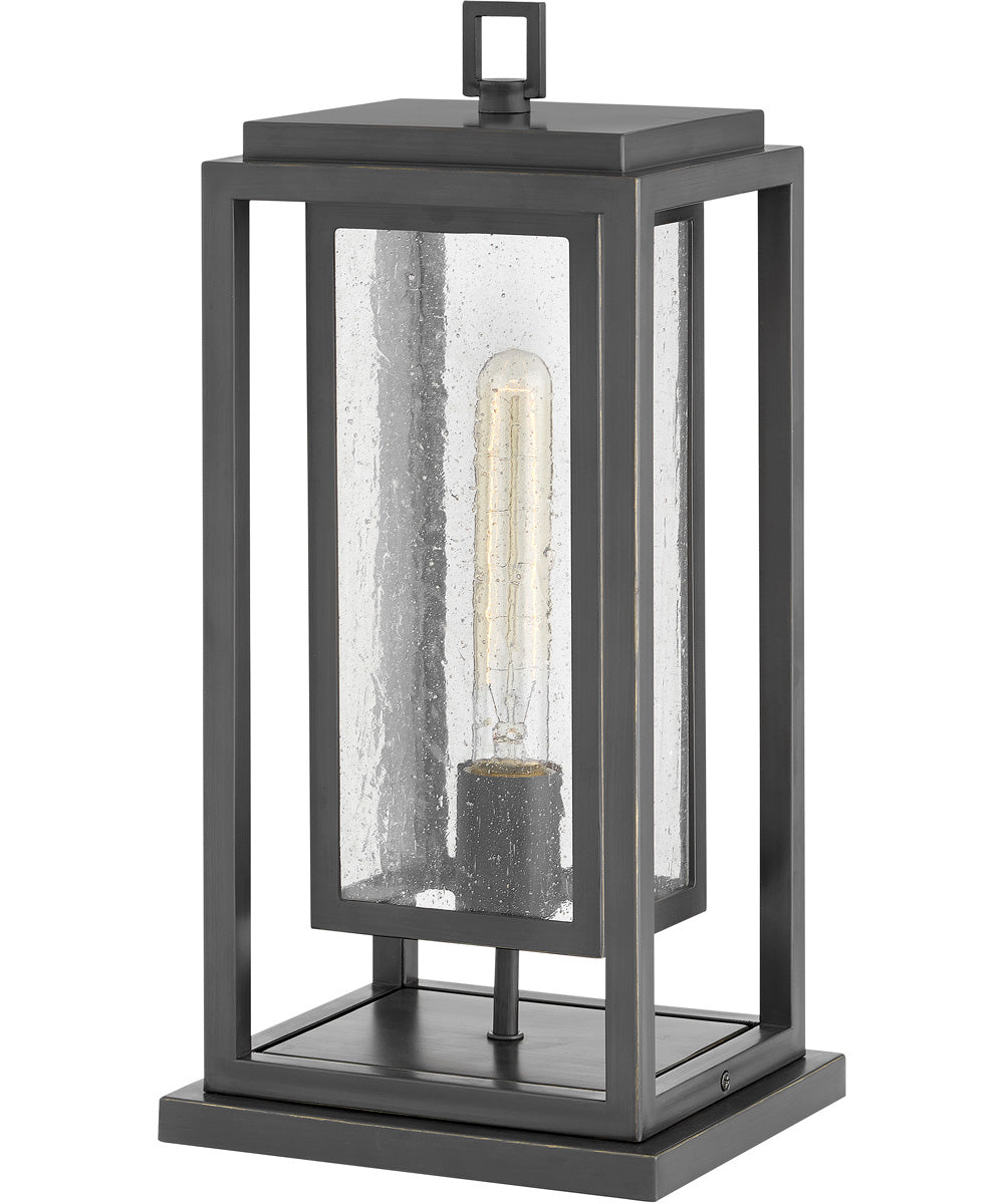 Oil Rubbed Bronze Medium Pier Mount Lantern - Outdoor Wall Light Fixture for Porch, Garden, and Pathway Lighting
