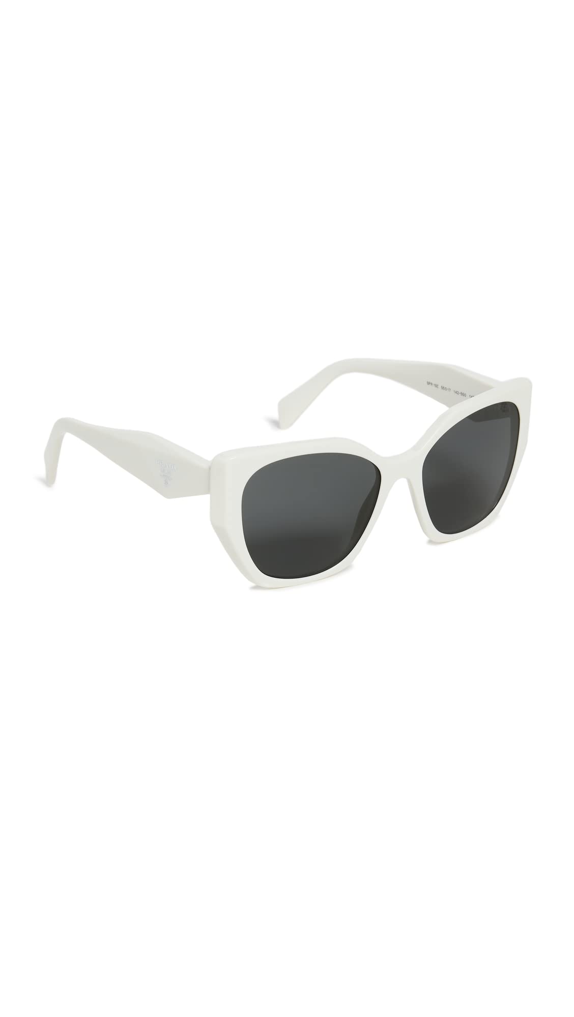 Prada Women's 19ZS Cat Eye Sunglasses - UV Protection, Polarized, Lightweight & Stylish - Talc/Dark Grey Frame - Perfect for Driving, Beach & Fashion Outfits
