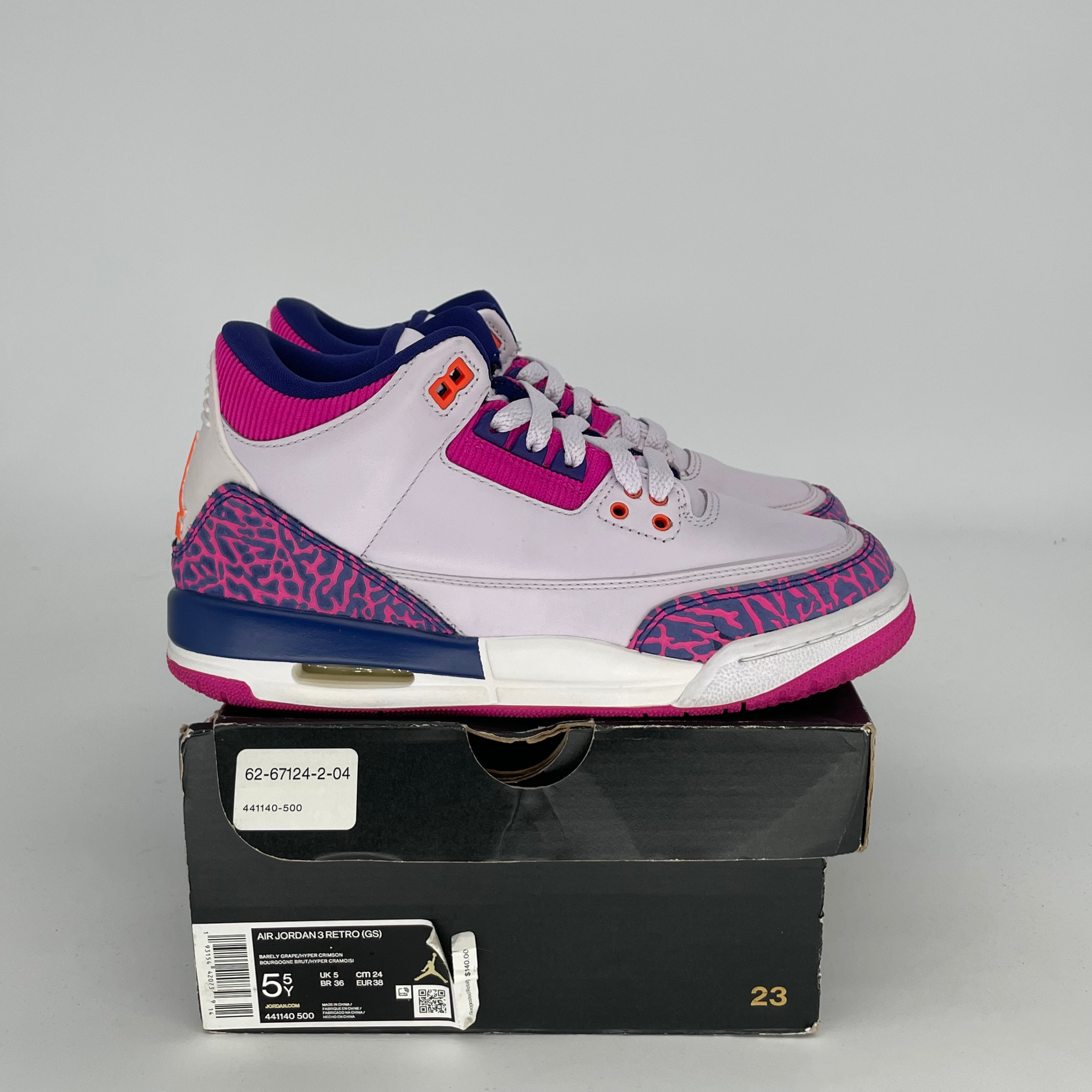 AIR JORDAN 3 BARELY GRAPE Women's Sneakers Size 5.5/7W - Retro Basketball Shoes Style 441140-500 | Perfect for Streetwear, Casual Outfits & Sneaker Collectors