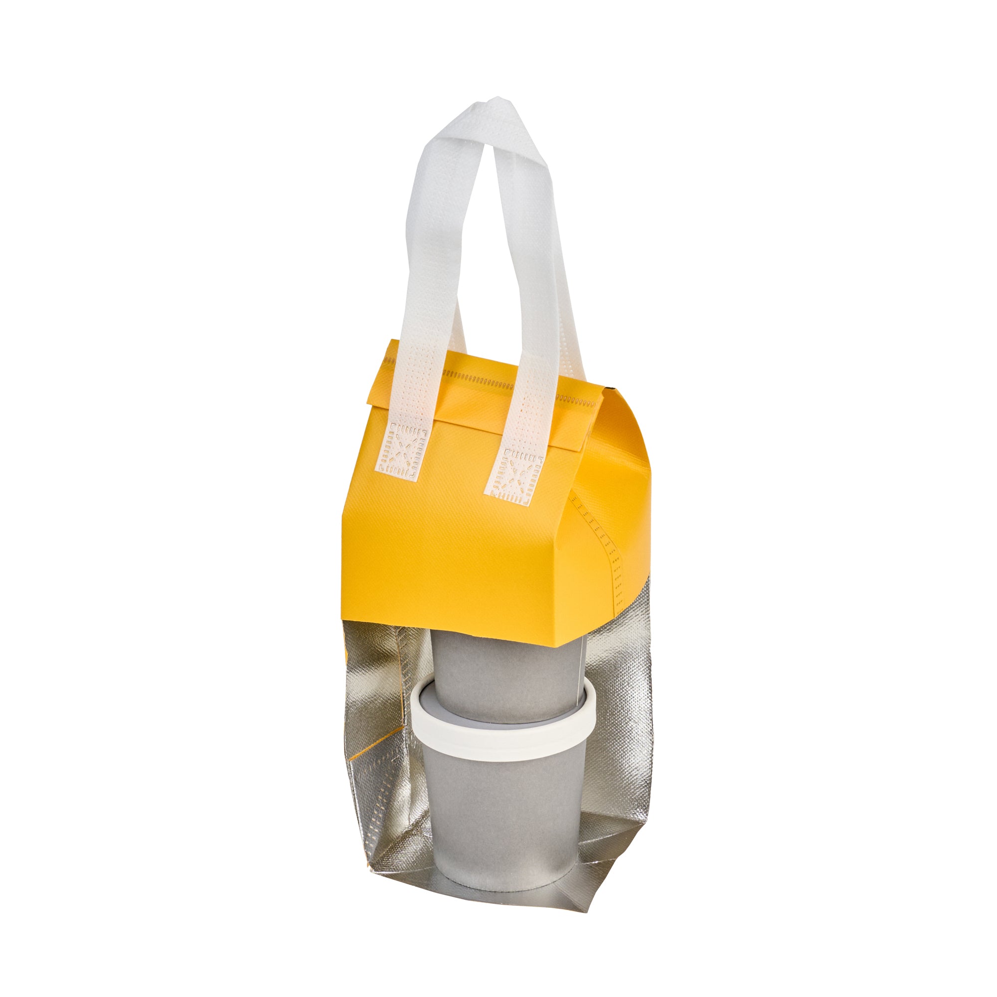 Yellow Insulated Take Out Bag - Tamper Evident Food Delivery Bags (4.75
