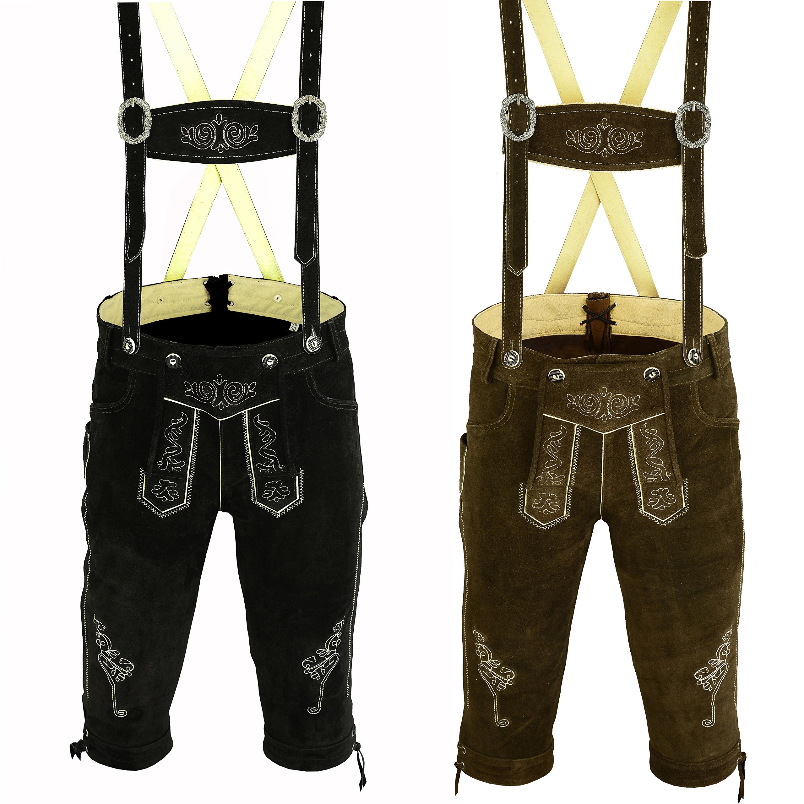 Authentic Bavarian Lederhosen Leather Shorts for Men - Traditional German Oktoberfest Costume Set of 2 | Perfect for Beer Festivals, Cultural Events & Themed Parties