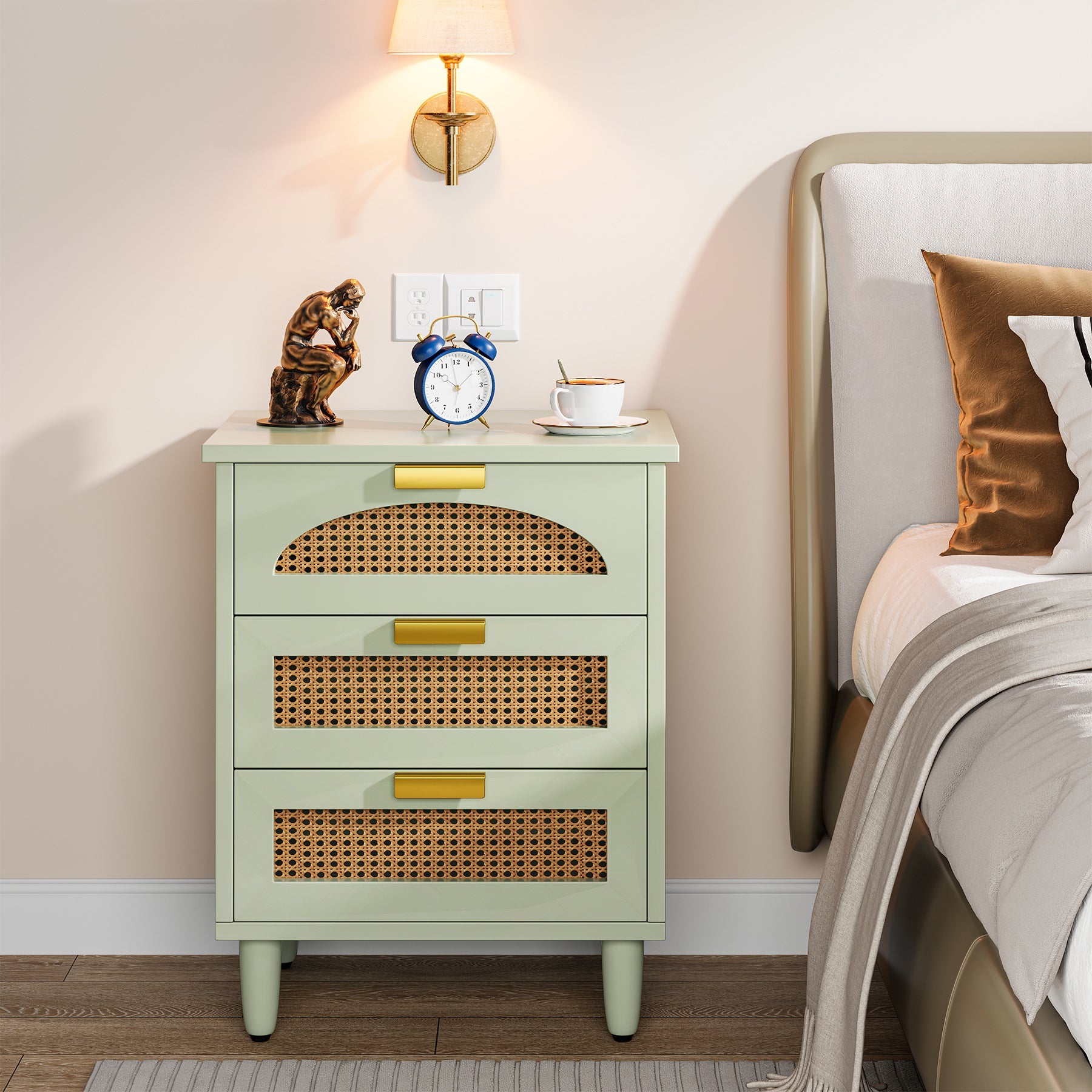 20 Inch Wood Night Stand with 3 Drawers - Bedside Table Storage Cabinet for Bedroom, Living Room & Office Organization