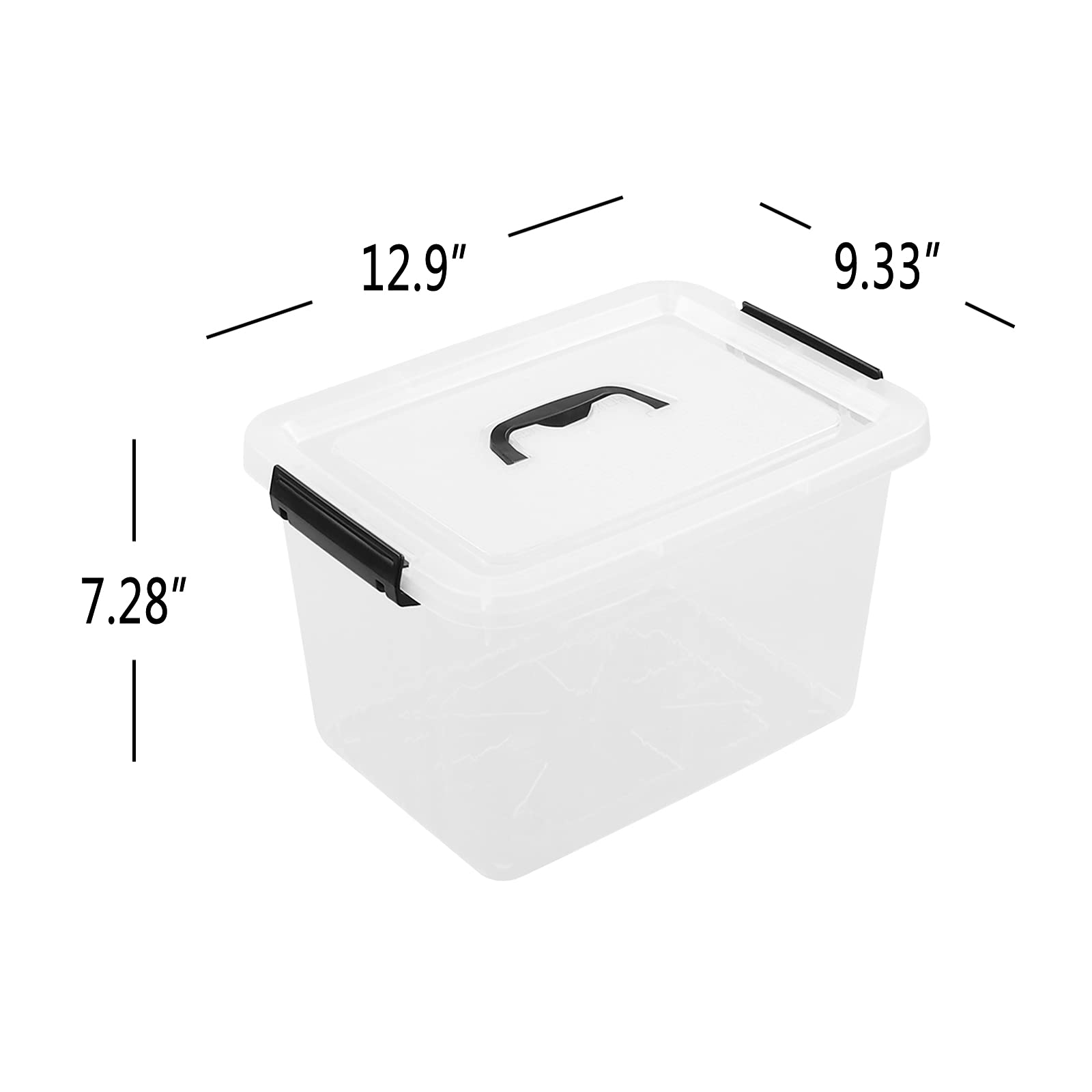 Qskely 6-Pack 10L Clear Plastic Storage Box with Latch & Handle - Organize Toys, Clothes, Office Supplies & Home Decor - Perfect for Closet, Garage, Kids Room & Travel Storage