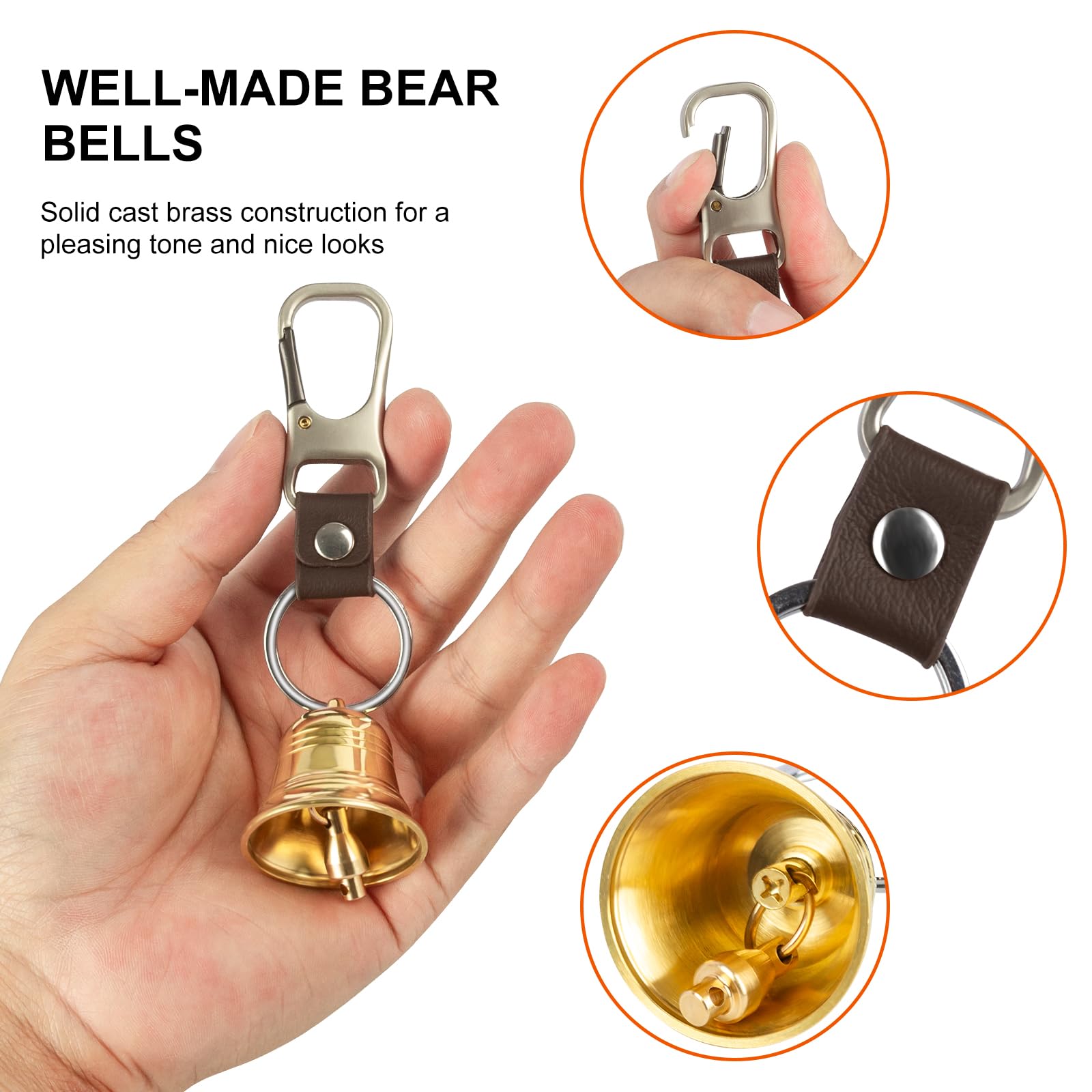 Fhmidic 3-in-1 Loud Bear Bell with Emergency Whistle & Silencer - Solid Brass Hiking Safety Gear for Camping, Backpacking & Outdoor Adventures | Perfect for Bear Country, Mountain Trails & Wilderness Survival