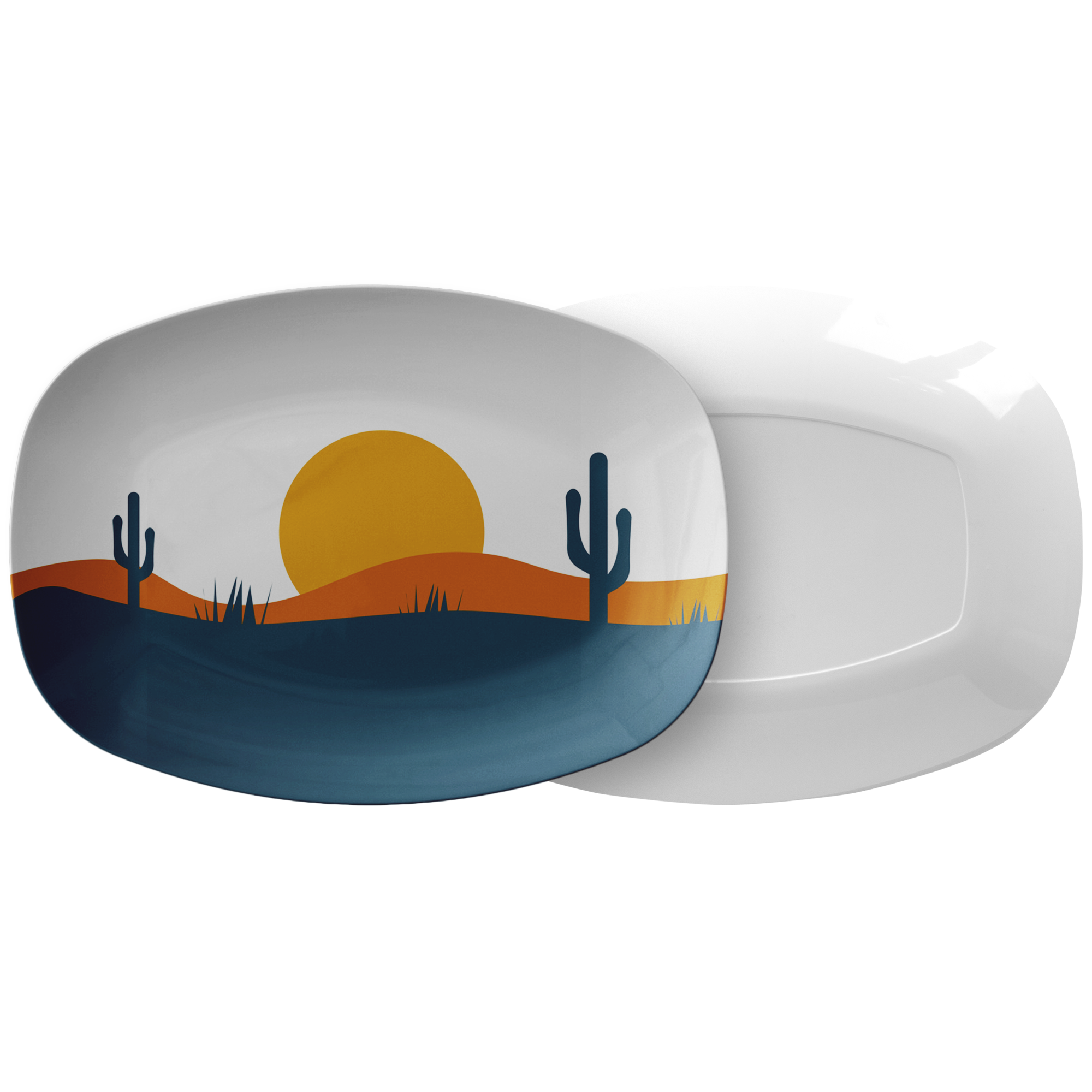 Sunset Desert Plastic Serving Platter - Large Durable Party Tray for Outdoor Picnics, BBQs, and Entertaining
