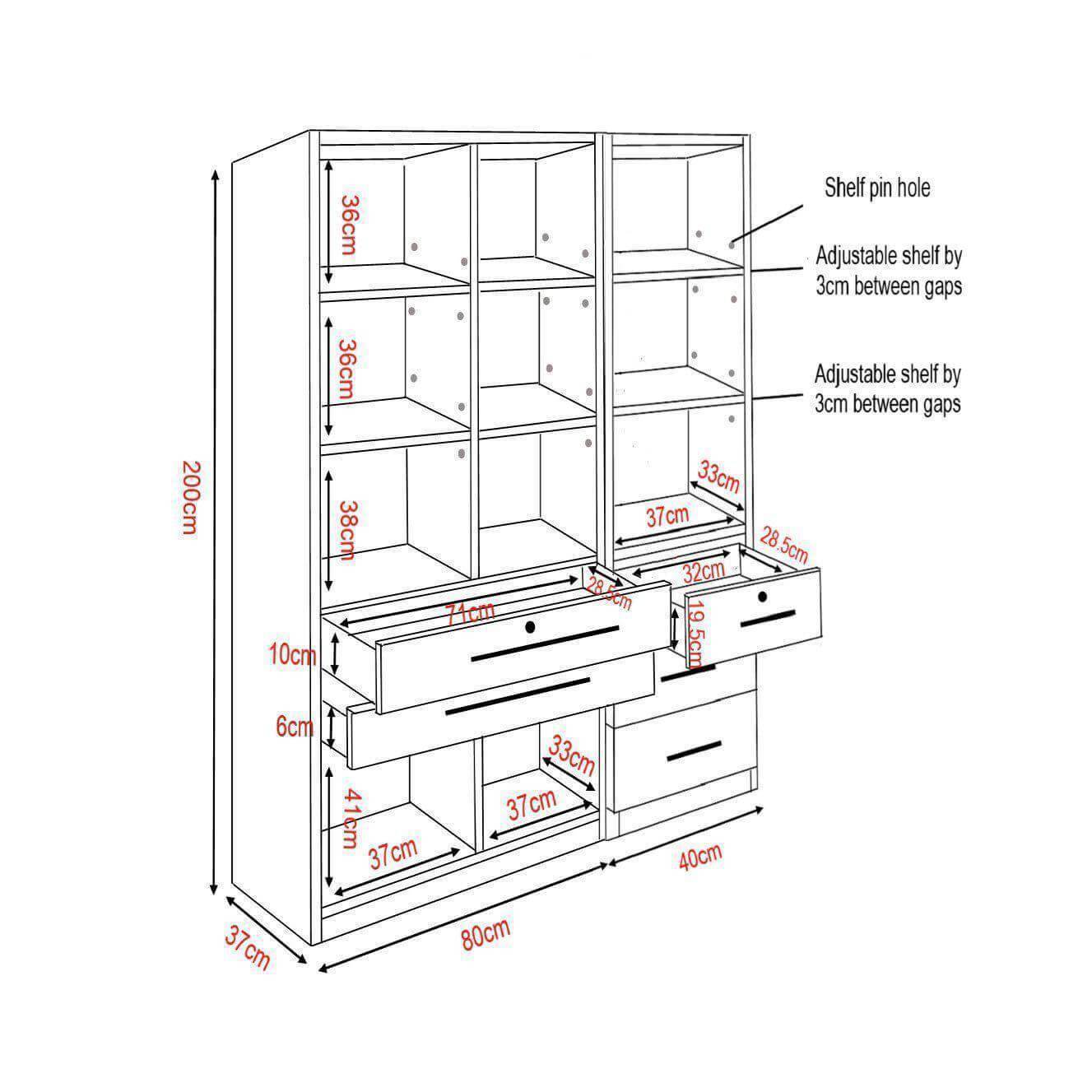 Micah IV Display Bookshelf - Modern Wooden Bookcase for Home & Office - Perfect for Living Room, Bedroom, and Study Room Organization