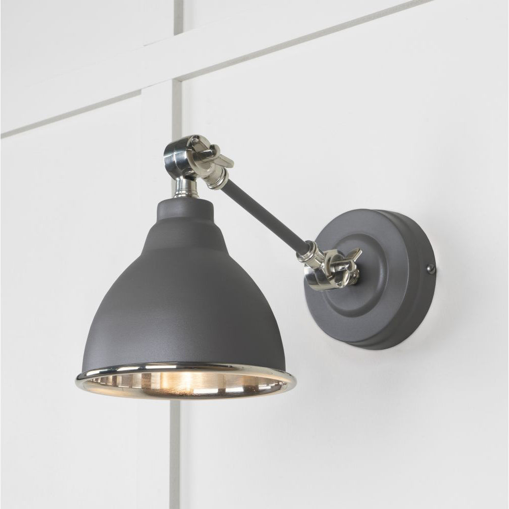 Smooth Nickel Brindley Wall Light - Modern Sconce with Adjustable Arm & Multiple Color Options - Perfect for Bedroom, Living Room, or Hallway Lighting