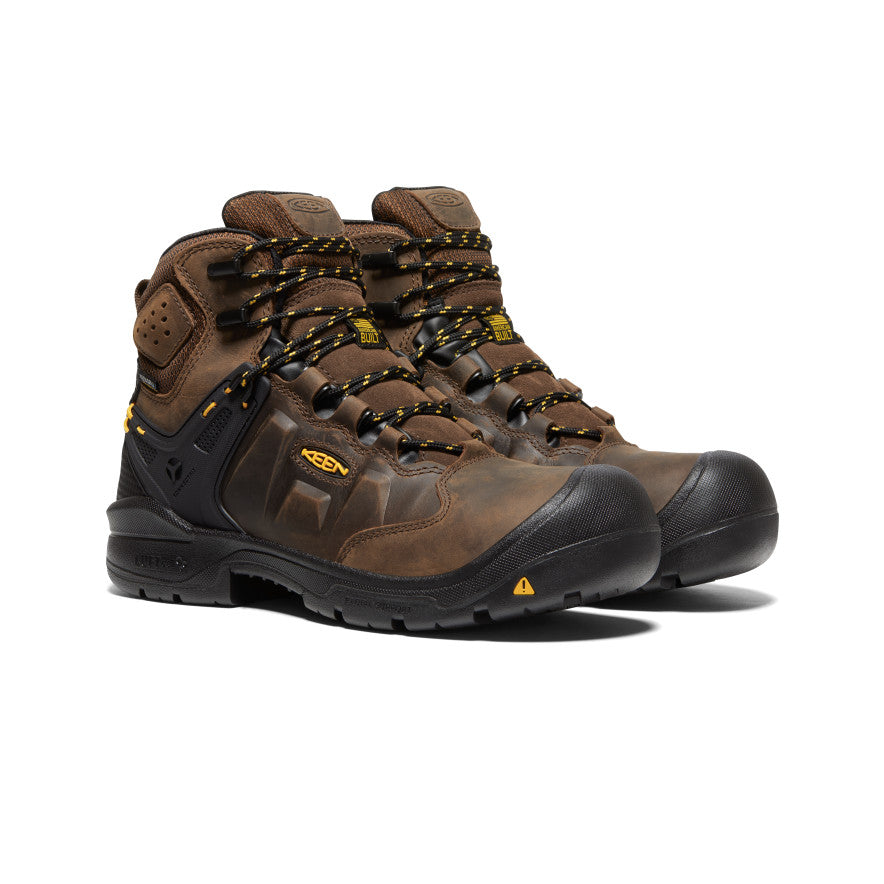Men's Dover 6 Waterproof Work Boots with Carbon Toe - Dark Earth/Black | Slip Resistant Safety Shoes for Construction, Hiking & Outdoor Work
