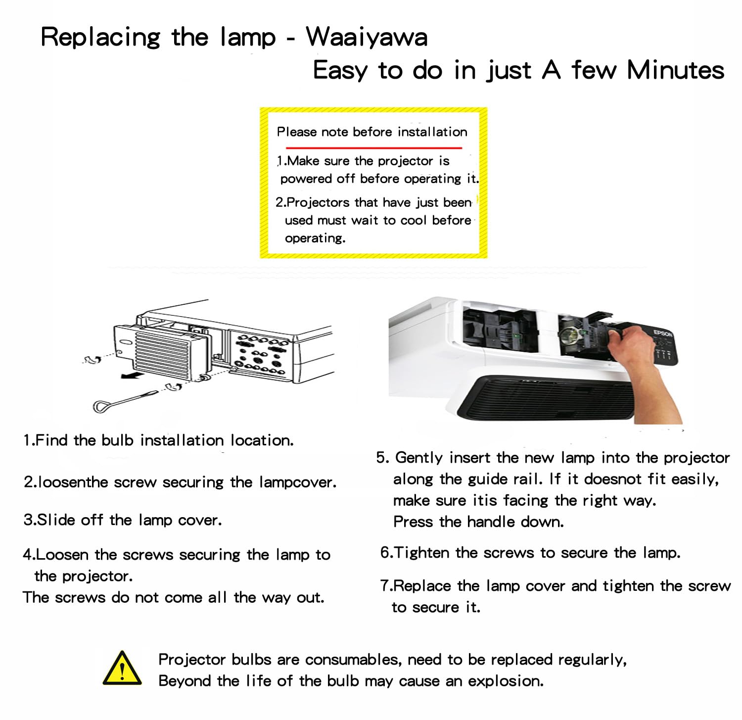 Original Genuine UHP 225W Bulb for Optoma PRO150S & PRO250X Projectors - 1 Year Warranty - Perfect for Home Theater, Office Presentations & Classroom Projections