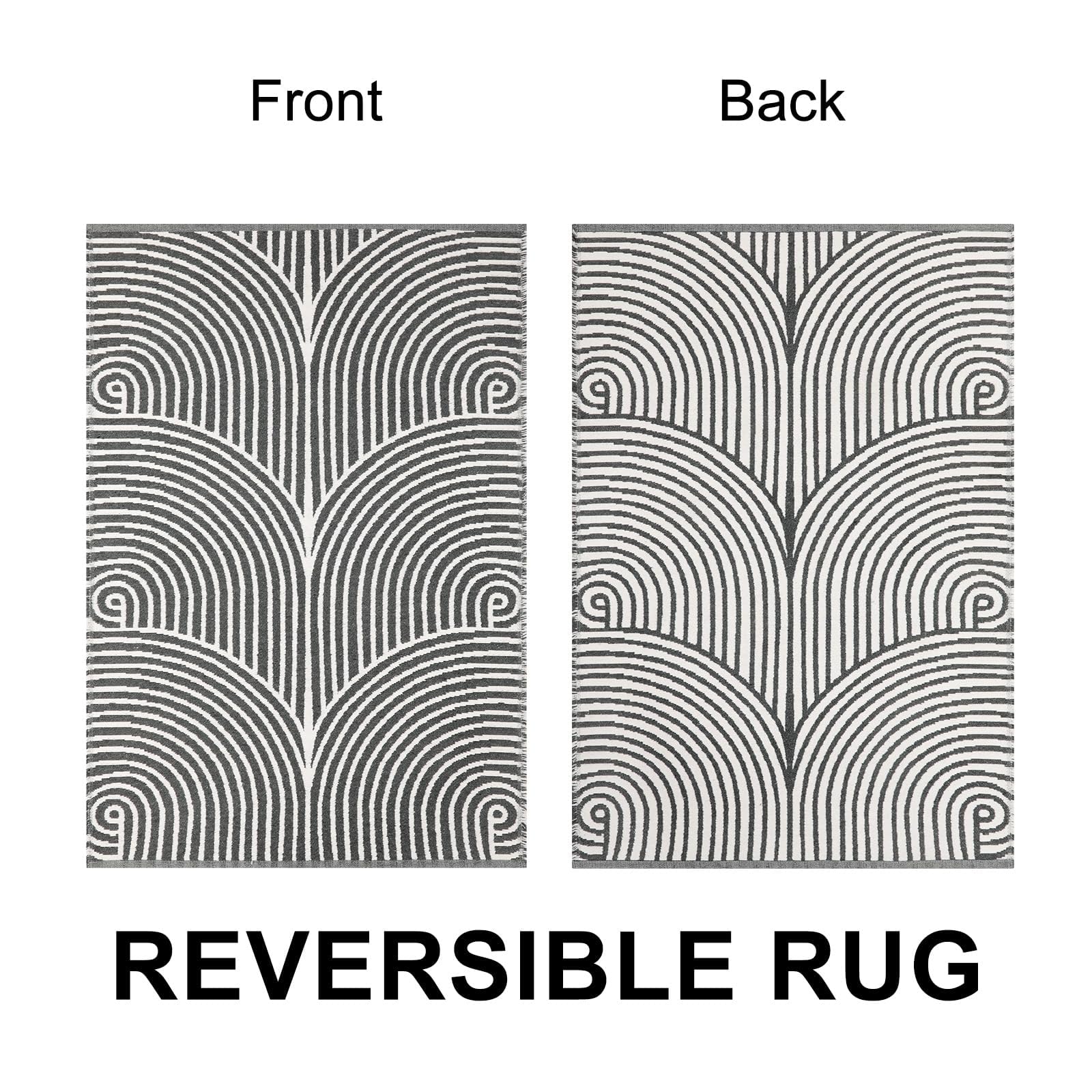 Tiffasea 2'x4.3' Machine Washable Cotton Woven Rug - Non-Slip Kitchen Runner, Bathroom Mat, Entryway Rug for Hallway, Laundry, Living Room & Bedroom - Indoor/Outdoor Floor Mat in Modern Gray Design