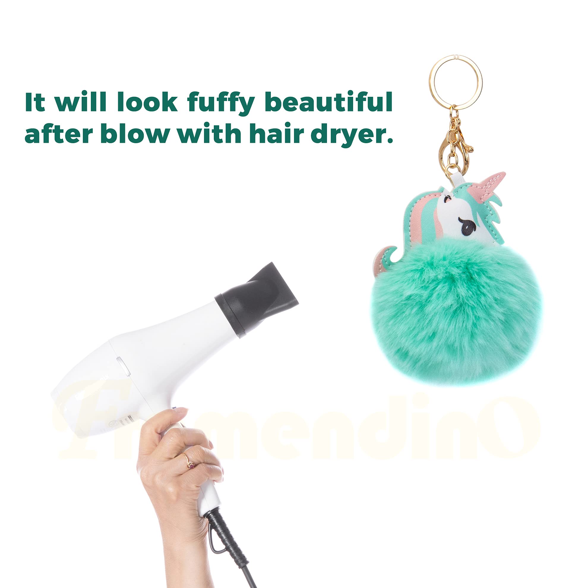 6 Pack Cute Animal Pom Pom Keychain - Soft Faux Fur Fluffy Fuzzy Key Ring for Women & Girls - Perfect for Backpacks, Purses, Luggage & Gift Giving