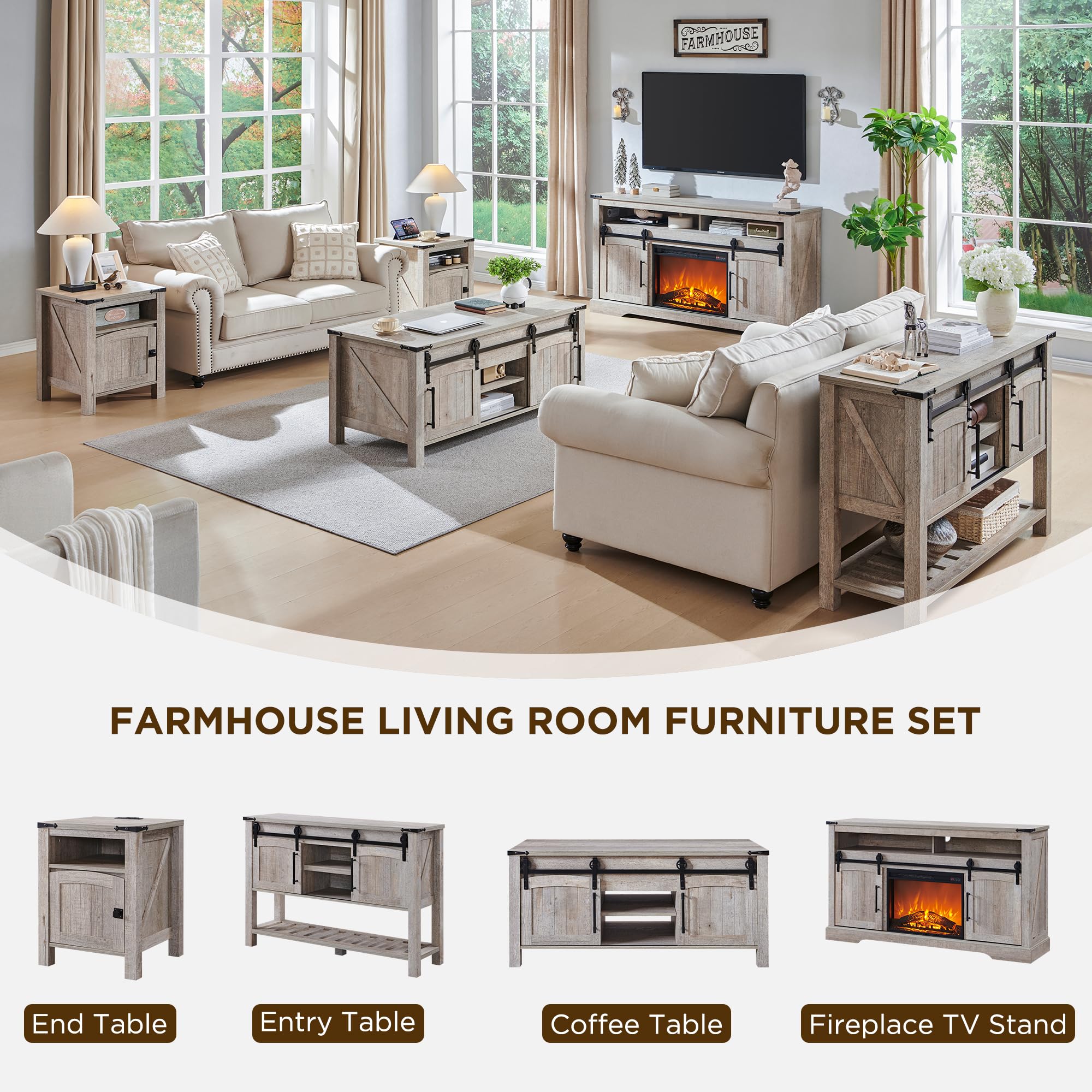 Farmhouse TV Stand for 70+ Inch TV - 33