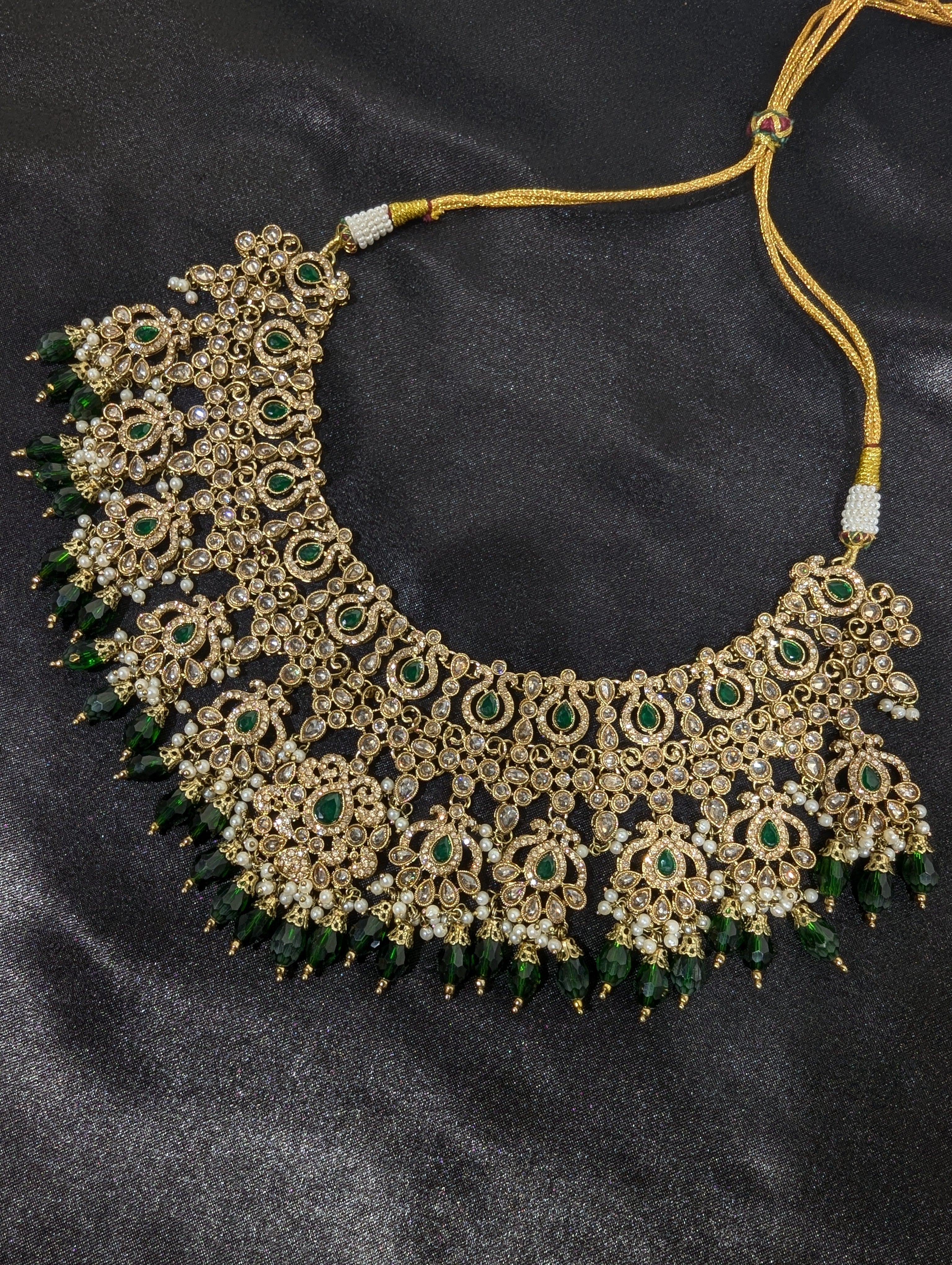 Shivani Polki Semi Bridal Jewelry Set - Exquisite Kundan Necklace & Earrings for Weddings, Parties & Special Occasions