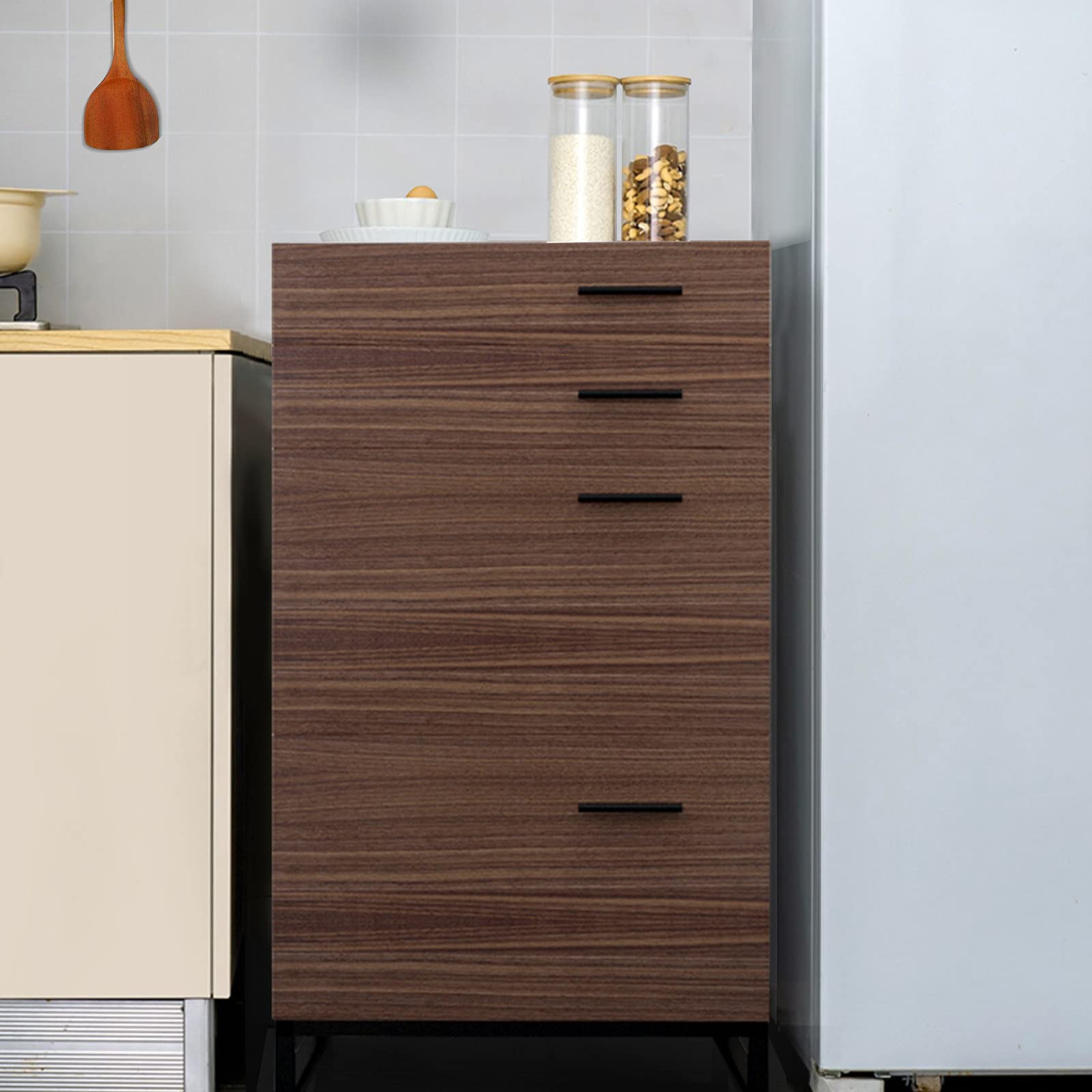 Vintage 4-Layer Wooden File Cabinet for Office, Study & Bedroom Storage - Classic Brown Organizer for Documents, Books & Home Decor (Model 522) | Perfect for Home Office, Dorm Room & Small Space Organization
