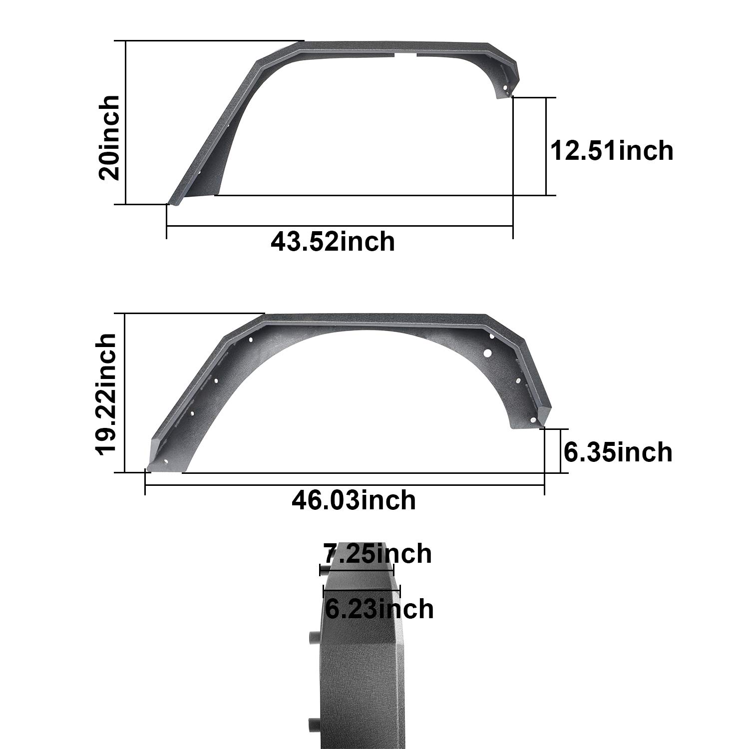 Jeep Wrangler JK Flat Tube Fender Flares - Heavy Duty Steel Mud Guards Wheel Armor Front & Rear Kit for 2007-2018 JK & Unlimited Models | Off-Road Protection & Stylish Upgrade for Jeep Enthusiasts