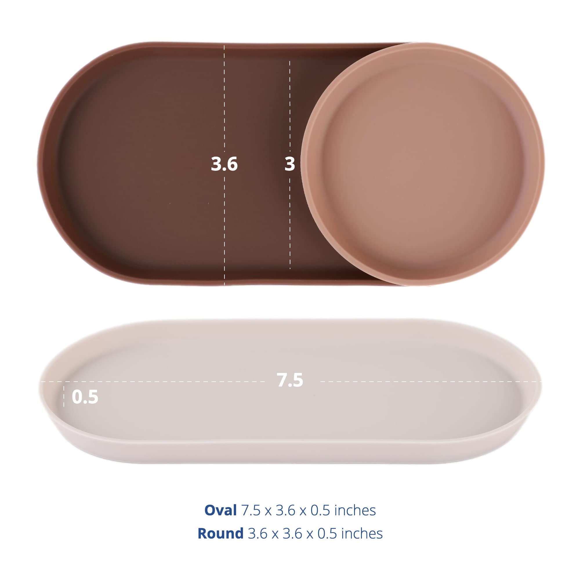 Blue Ginkgo Mini Silicone Trays - Set of 6 Non-Slip Organizers for Bathroom Counter, Kitchen Drawer, Desk & Vanity | Perfect for Cosmetics, Jewelry & Office Supplies | Easy-Clean, Space-Saving Storage Solution (Brown, Tan, Ivory)