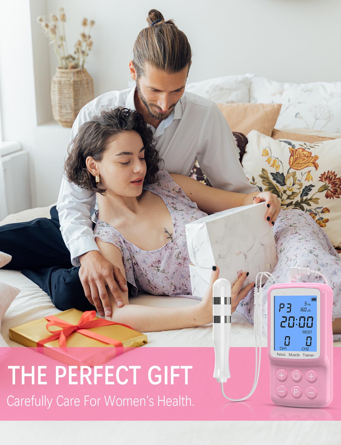 Electric Kegel Exerciser for Women - Pelvic Floor Muscle Strengthening Device, Incontinence Treatment, Pink - Postpartum Recovery & Bladder Control Support