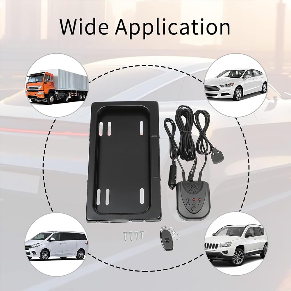 12V Blackout License Plate with Remote for US Standard Vehicles - American Flag Car License Plate Flipper & Frame (1pc) - Perfect for Privacy Protection, Car Shows, and Off-Road Adventures