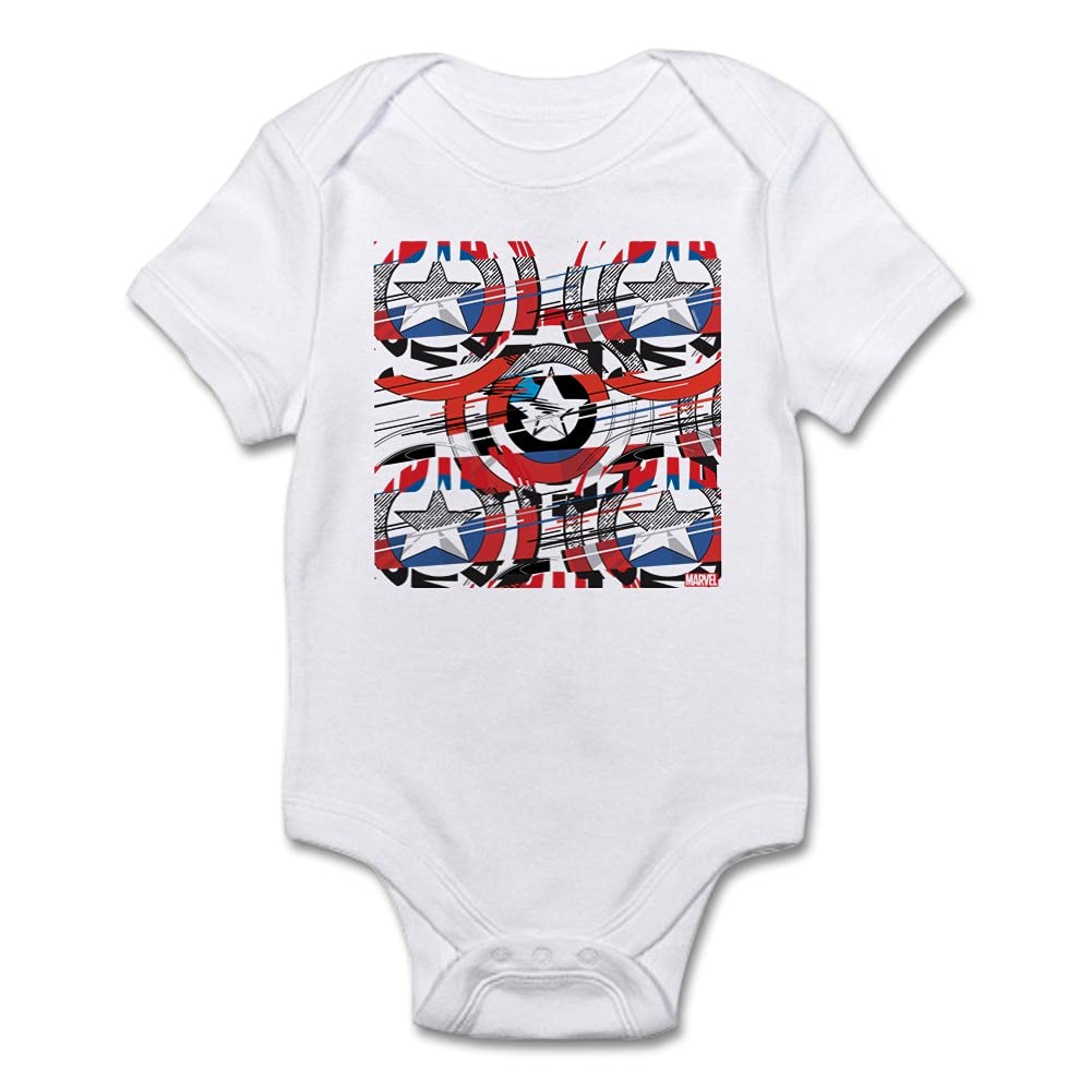 Captain America Shield Pattern Baby Bodysuit - Soft Cotton Infant Onesie for Boys & Girls - Perfect for Superhero Costumes, Comic Con, and Marvel Themed Parties