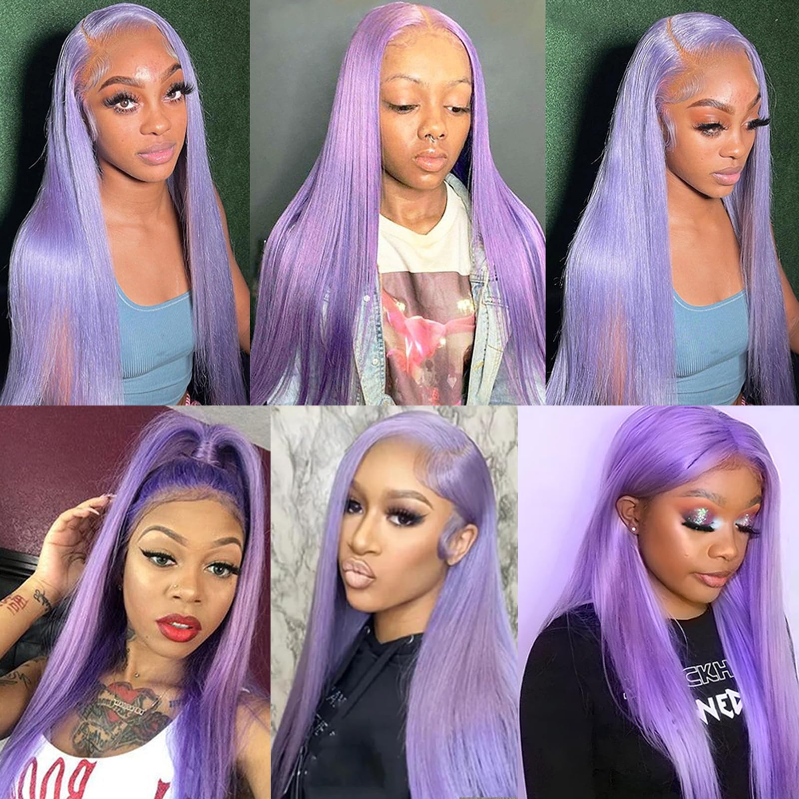 Smavida 28 Inch Long Lilac Human Hair Lace Front Wig - 13x4 HD Transparent Purple Colored Glueless Lace Frontal Wig with Pre-Plucked Baby Hair | Perfect for Cosplay, Halloween, Parties & Fashion Styling