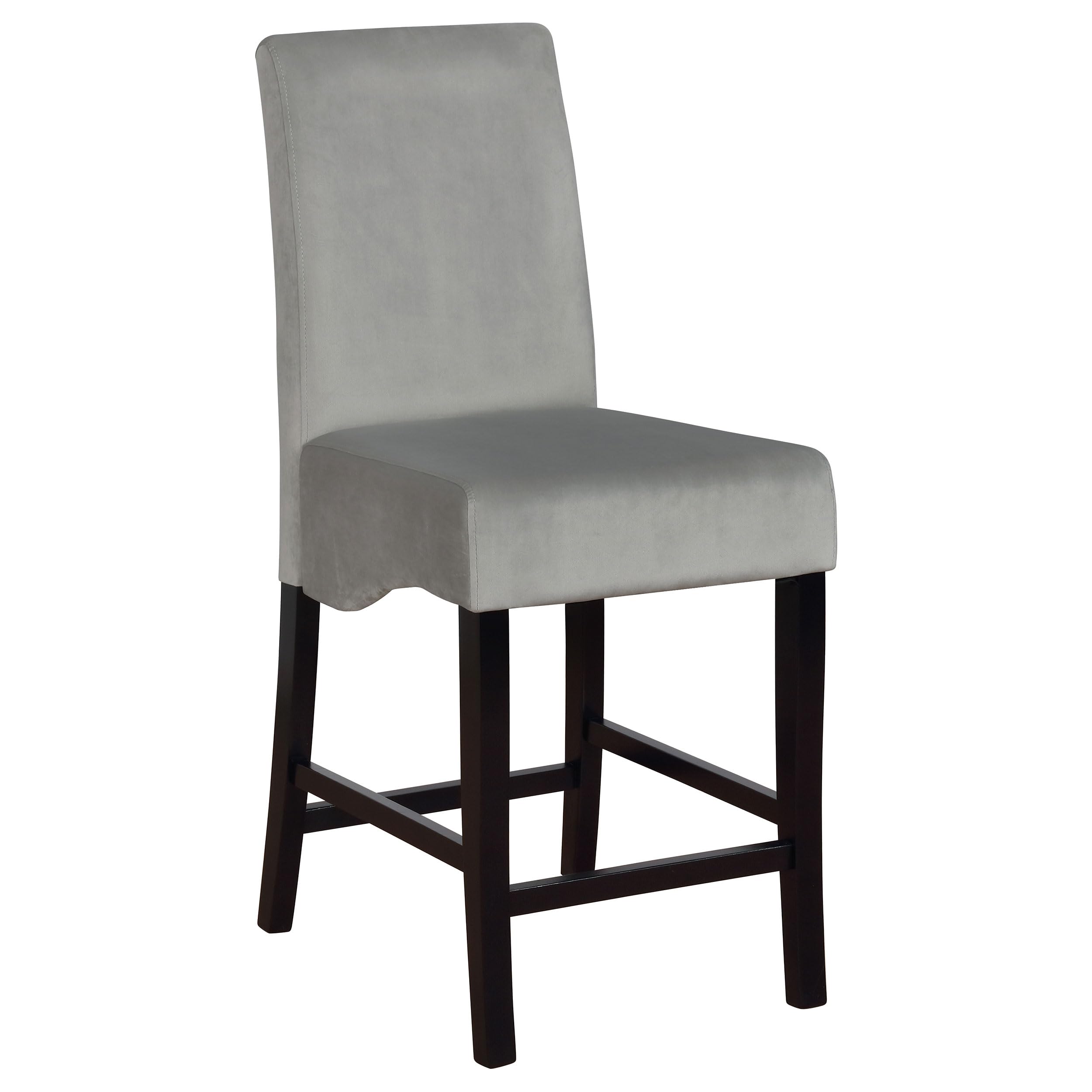 Stanton Wood Upholstered Counter Height Bar Stools (Set of 2) - Padded High Back Armless Stools with Footrest - Grey Kitchen & Dining Room Counter Chairs - Perfect for Breakfast Nook, Kitchen Island & Small Space Dining - 102069GRY