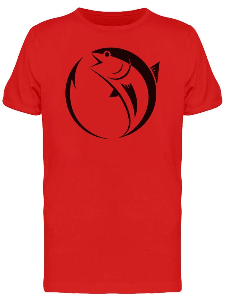 Symbol Tuna and Hook Sea Graphic T-Shirt for Men - Casual Short Sleeve Cotton Tee for Beach, Fishing, and Summer Outfits