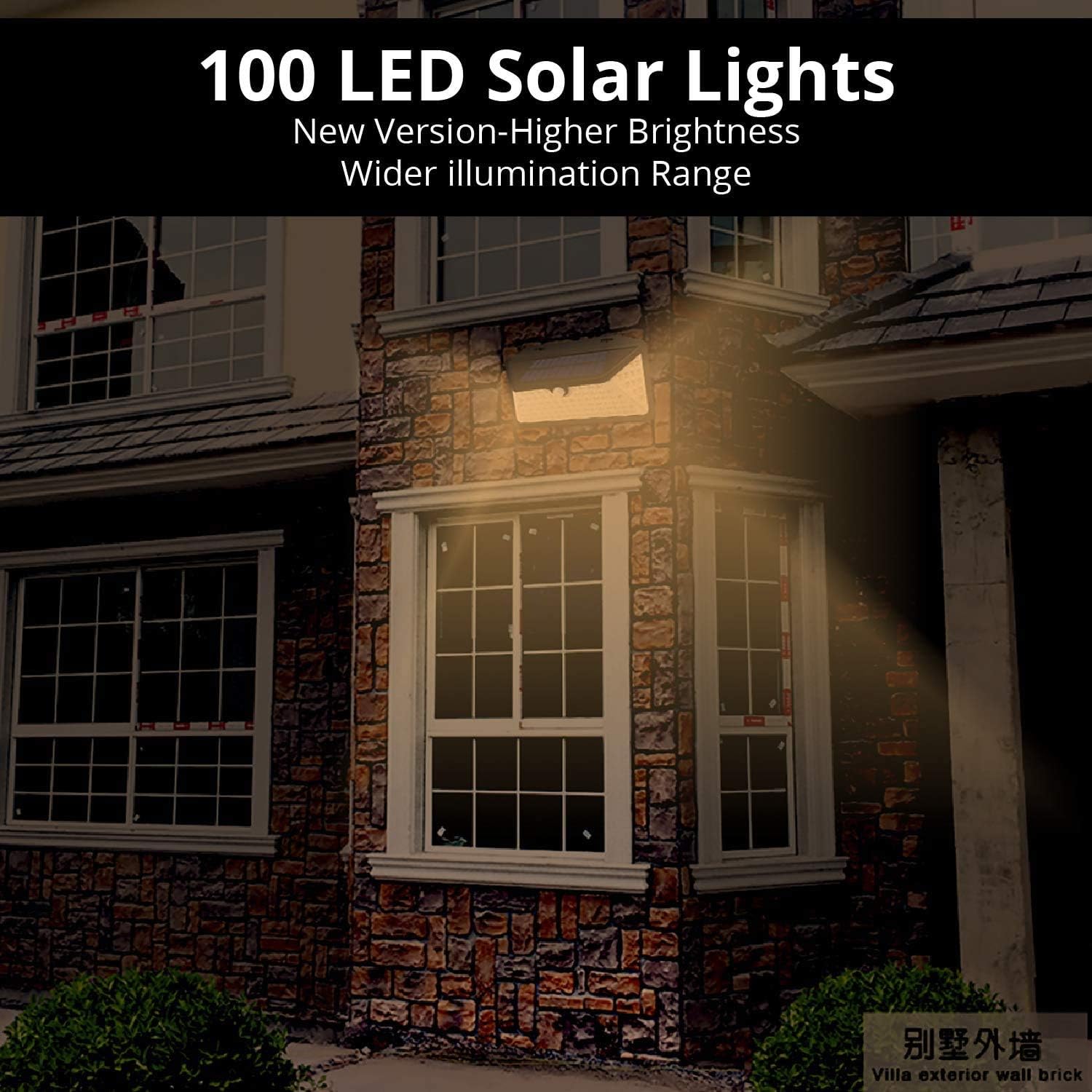 WBM Smart 100 LED Solar Wall Lights Outdoor - Wireless, IP65 Waterproof, 3 Lighting Modes - Easy Install Security Lights for Front Door, Yard, Garage, Deck (12 Pack) - Perfect for Home, Garden & Pathway Illumination