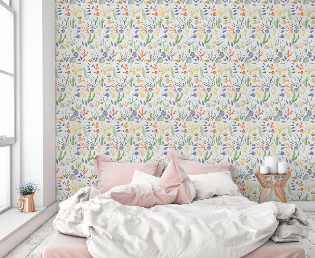 Jules Ocean Life Wall Mural - Underwater Themed Wallpaper for Kids Room, Nursery, or Living Room Decor - Perfect for Beach House, Aquarium, or Ocean Lover's Home