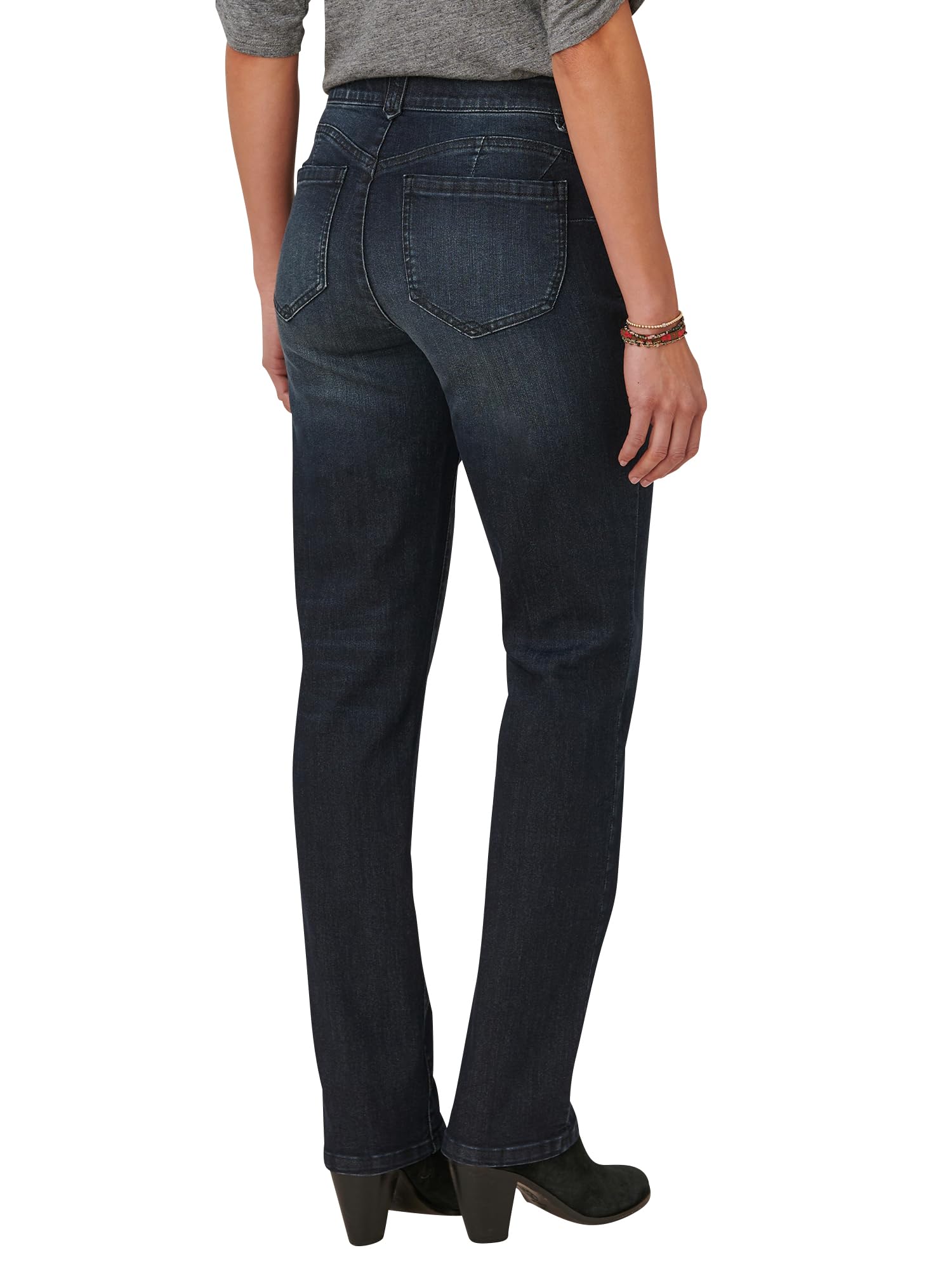 Democracy Women's Ab Solution Straight Leg Jeans - High Waist Slim Fit Stretch Denim Pants for Work, Casual & Everyday Wear