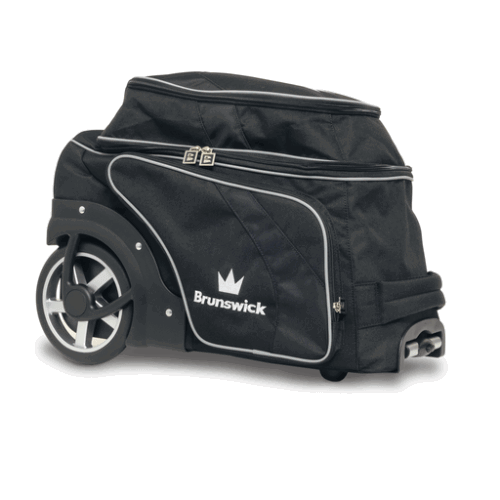 Brunswick Charger Double Roller Bowling Bag - Black | Heavy Duty 2-Ball Bowling Bag with Wheels for Men & Women | Perfect for League Play & Tournament Travel