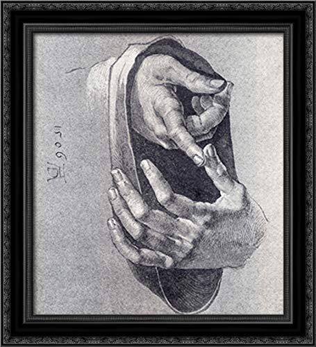 Boys Hands 20x22 Black Ornate Wood Framed Canvas Art by Albrecht Durer - Renaissance Wall Decor for Living Room, Bedroom & Office
