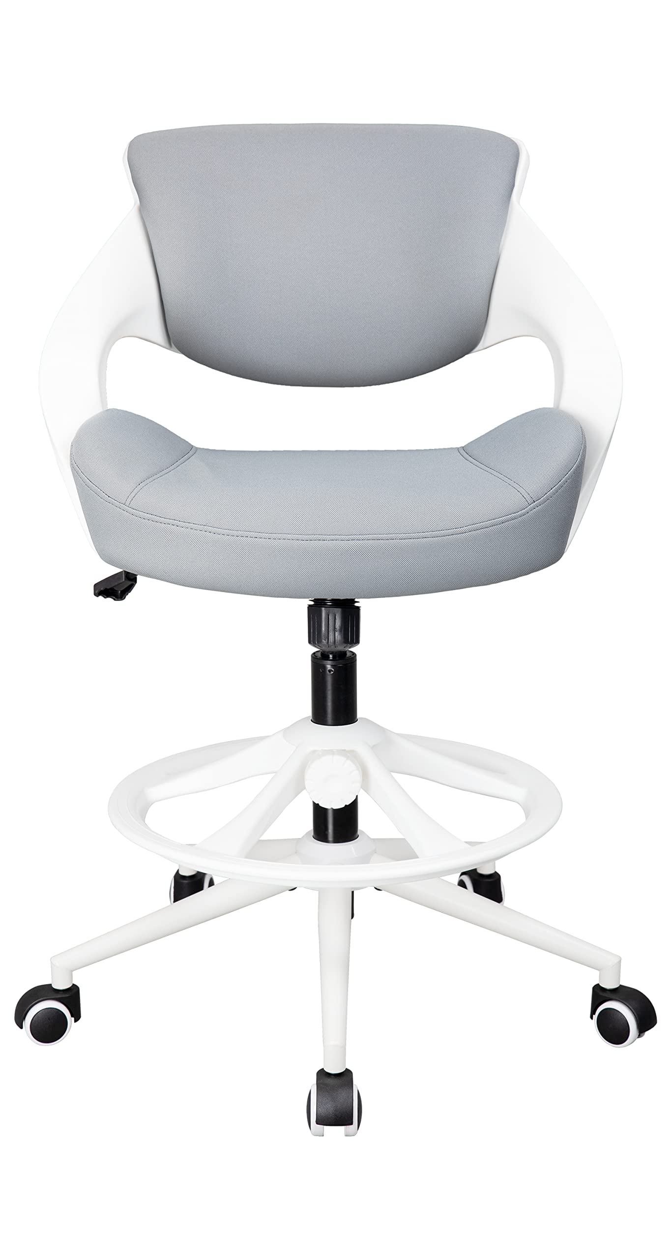 Ergonomic Drafting Chair with Lumbar Support & Foot Ring - Adjustable Swivel Task Chair for Standing Desks & Office Work - Grey - Perfect for Architects, Designers & Long Hours at Computer