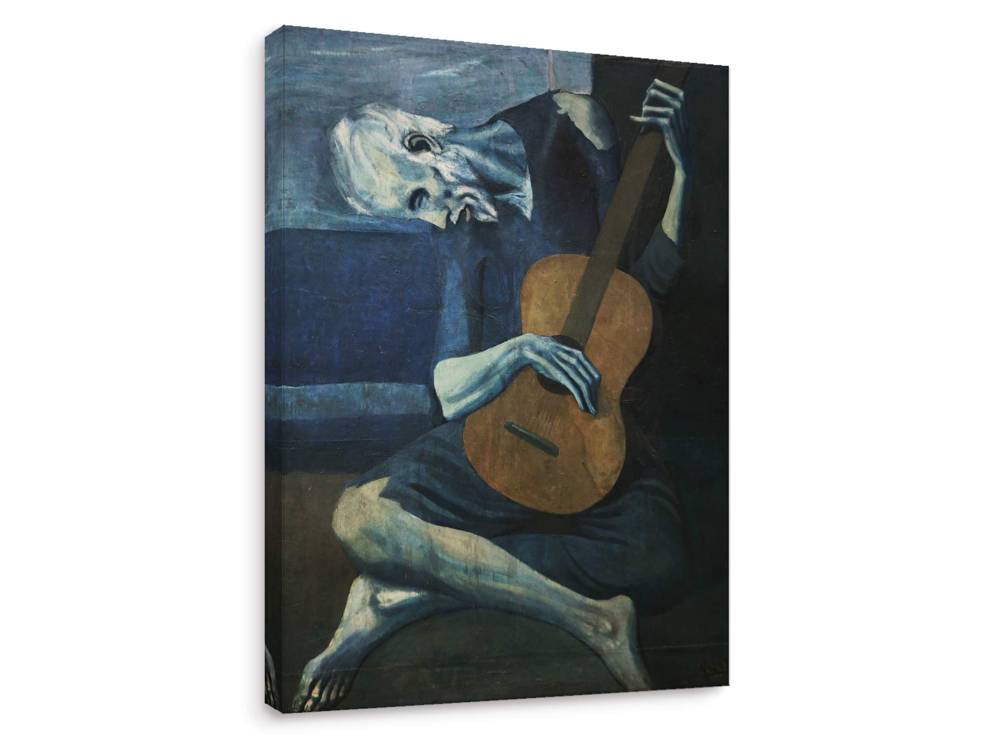 Niwo ART - The Old Guitarist by Pablo Picasso, Hand-Painted Oil Painting Reproduction on Canvas, Premium Wall Art for Living Room, Bedroom & Office Decor - Gallery Wrapped, Stretched & Framed Ready to Hang (36x24x1.5 Inches) - Perfect Gift for Art Lovers & Home Styling