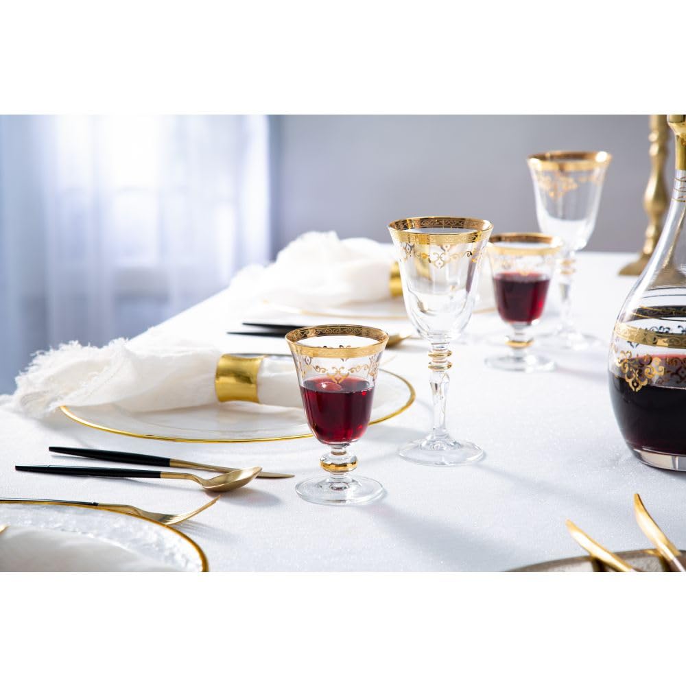 Classic Touch CAWS676 Short Stem Wine Glasses - Elegant Crystal Glassware for Red Wine, Cocktails & Champagne - Perfect for Dinner Parties, Weddings & Home Bar Decor