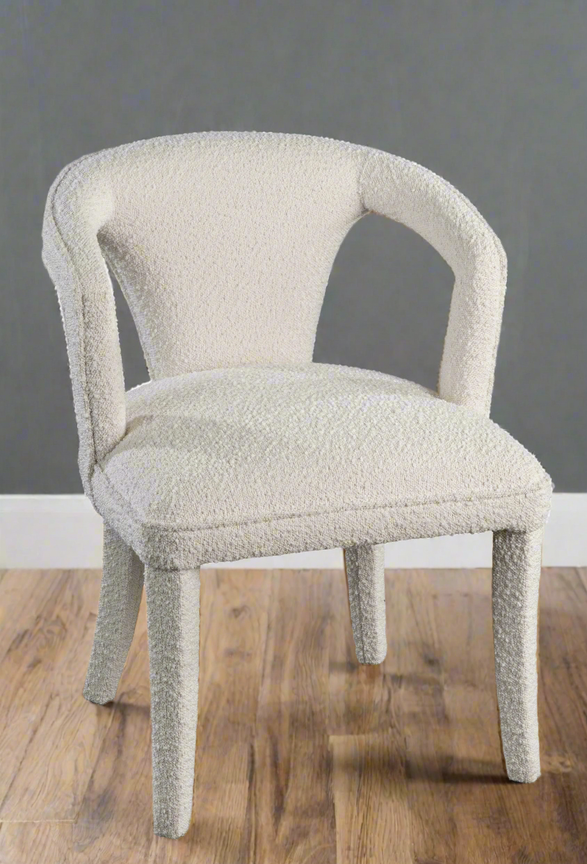 Swift Boucle Dining Armchair - White Velvet Upholstered Chair for Kitchen, Dining Room & Office - Modern Comfortable Seating for Home Decor