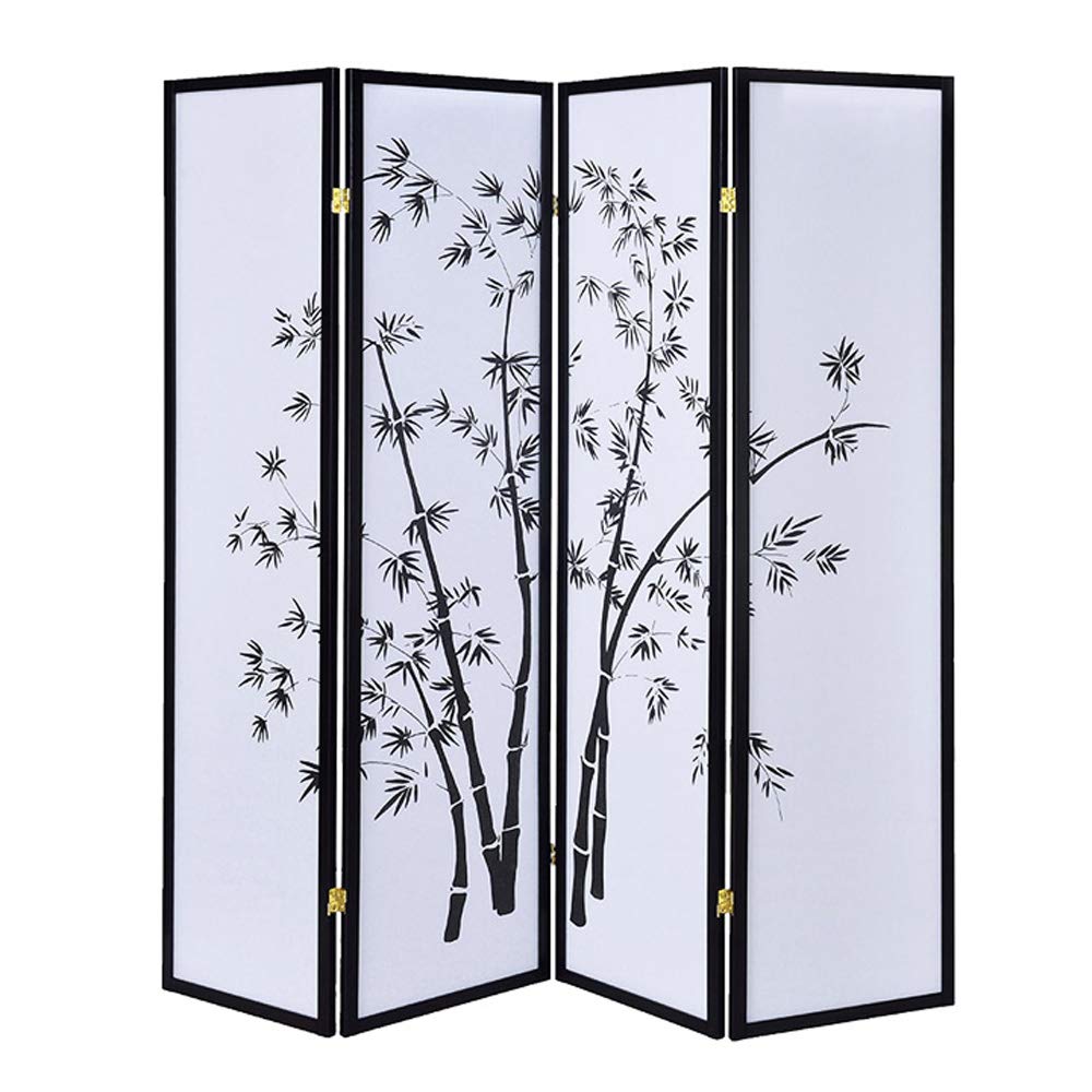 Bamboo Shoji Screen Room Divider - Black Folding Privacy Partition for Home, Office & Meditation Space | Natural Japanese Style Decor